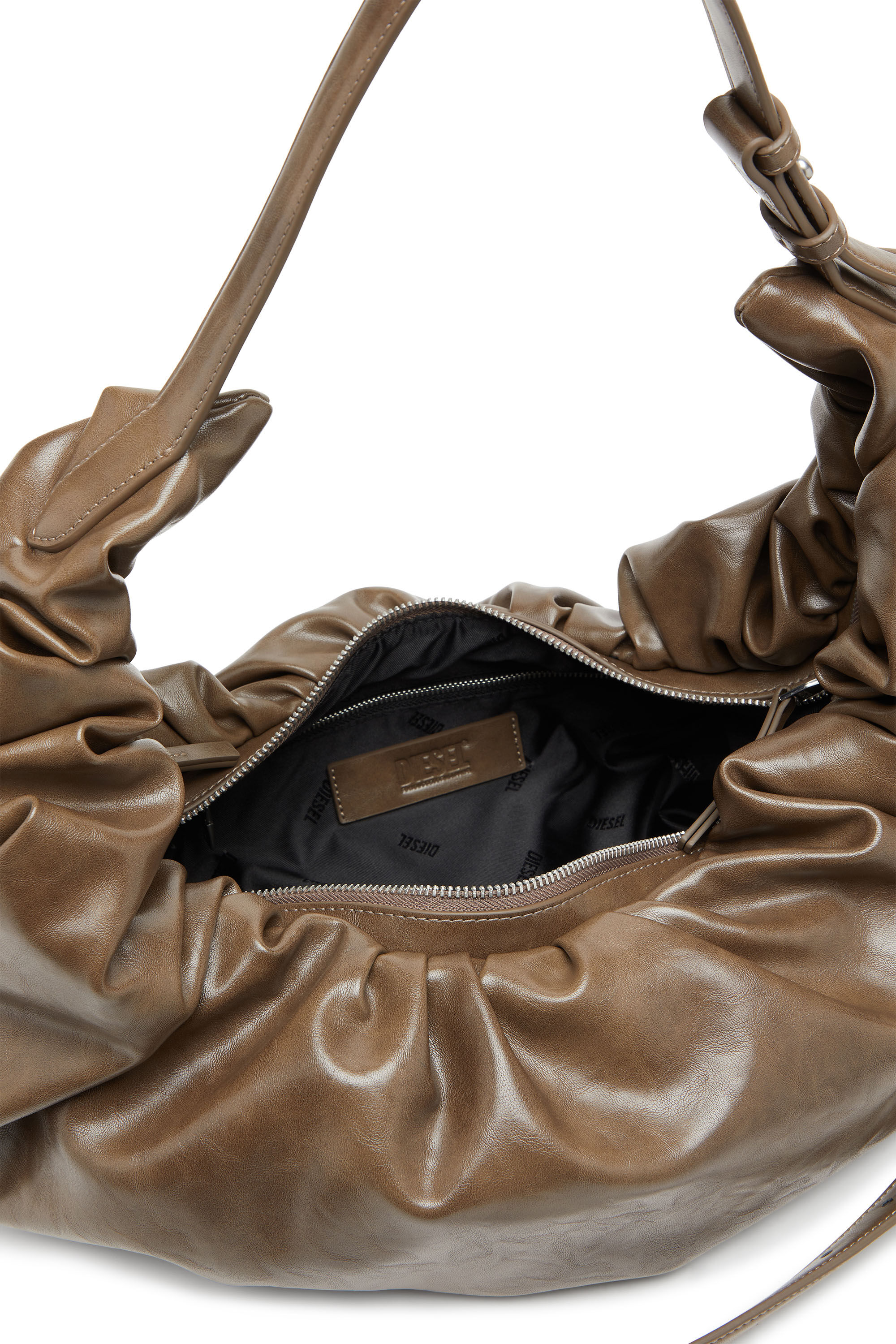 Diesel - GRAB-D HOBO L, Woman's Grab-D L-Large scrunched hobo bag in shiny PU in null - 3