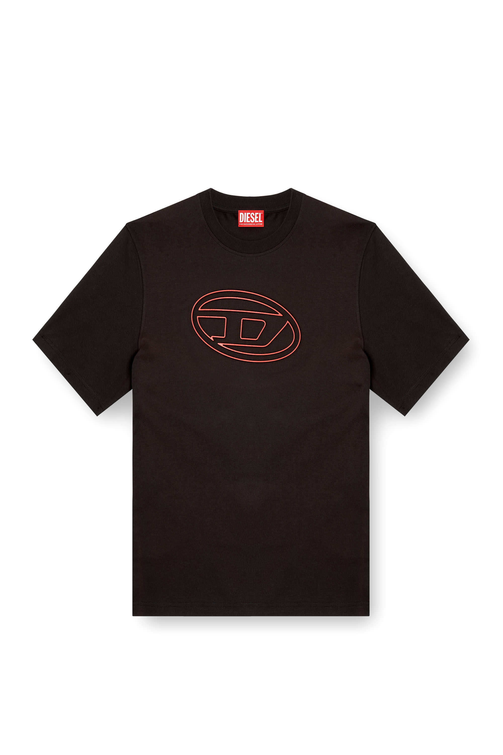 Diesel - T-ADJUST-BIGOVAL, Man's T-shirt with embossed Oval D in Black/Red - 2
