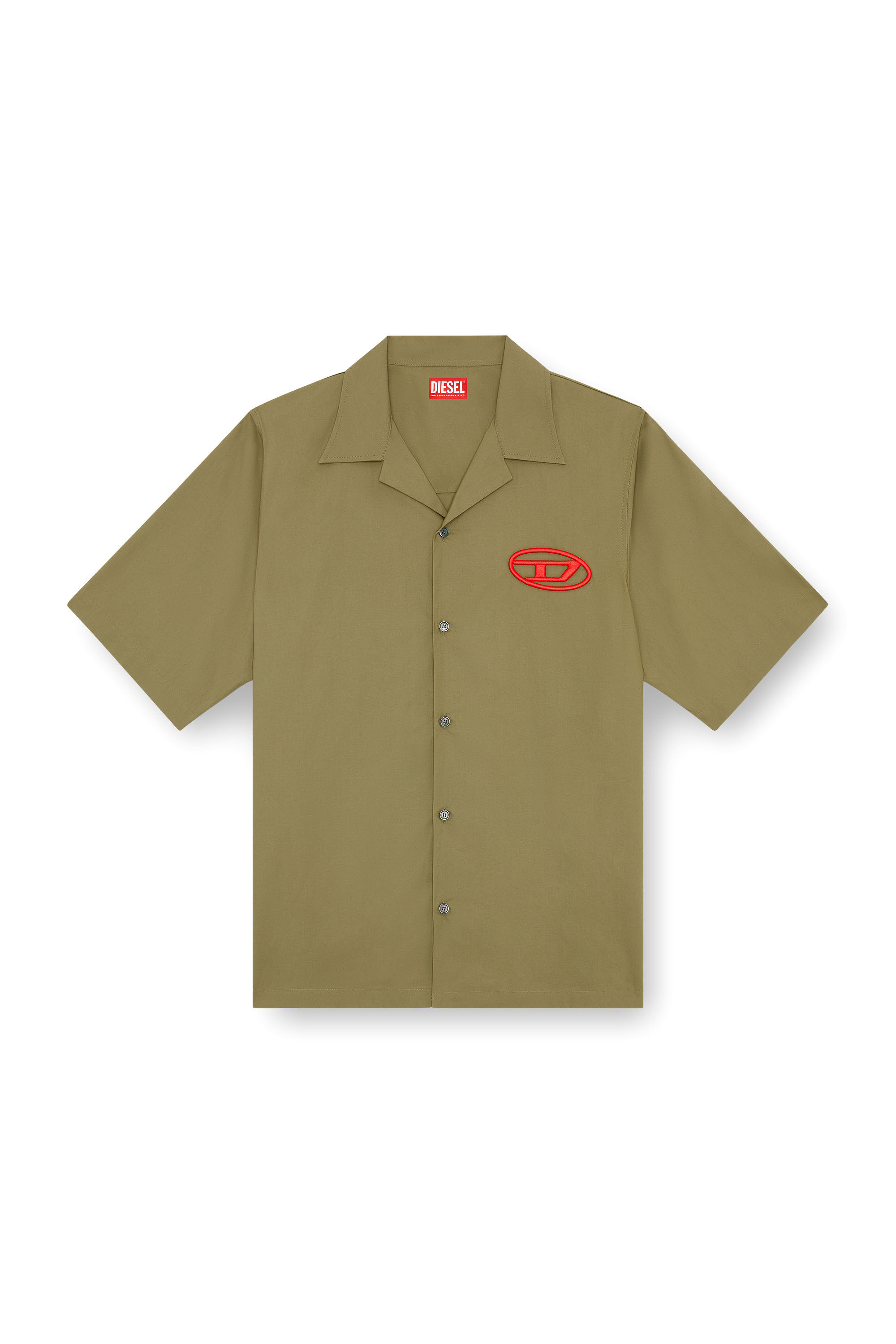 Diesel - S-MAC-C, Man Bowling shirt with logo embroidery in Green - Image 2