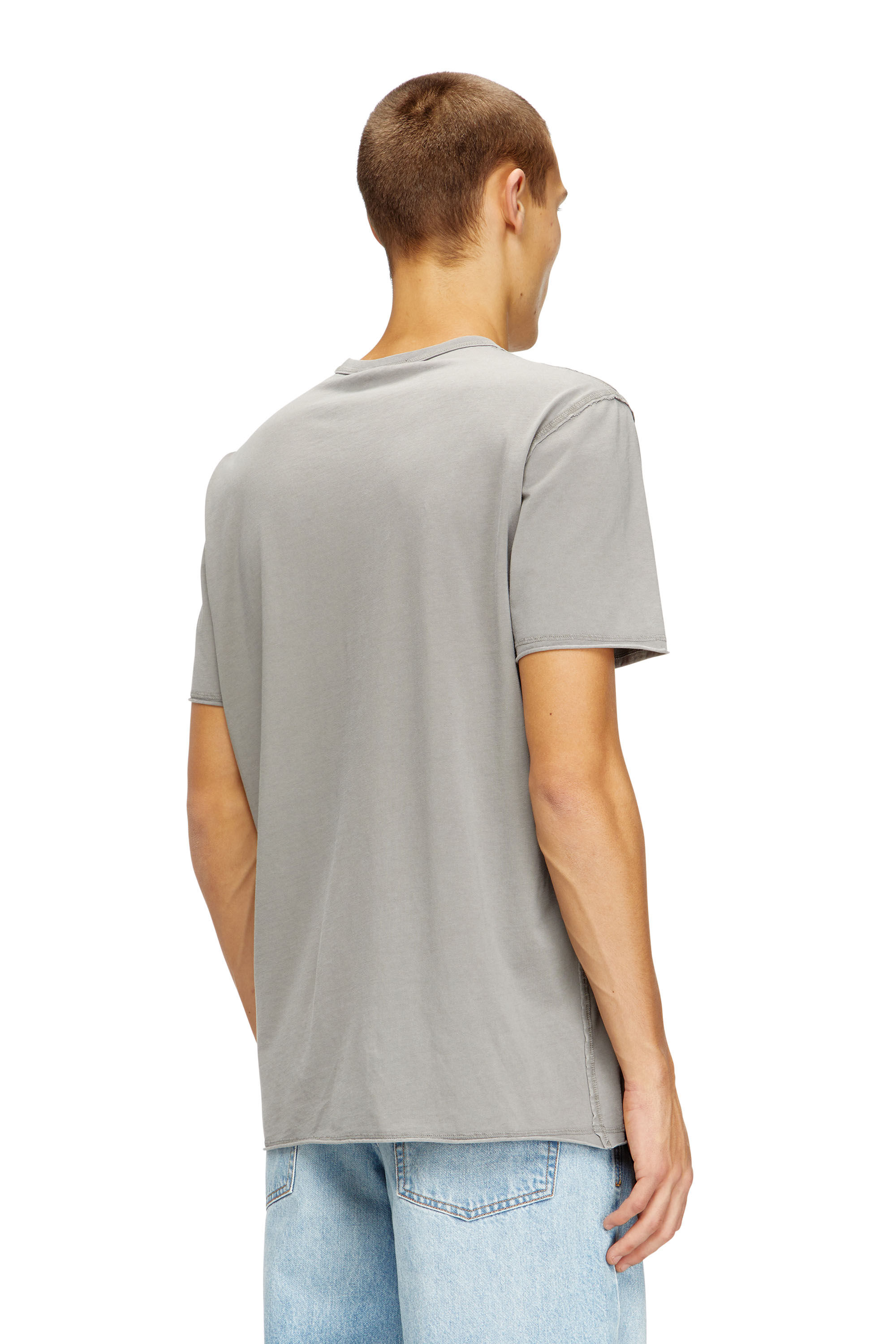 Diesel - T-RAWJUST-V1, Man's Acid-wash T-shirt with raw edges in Light Grey - 4