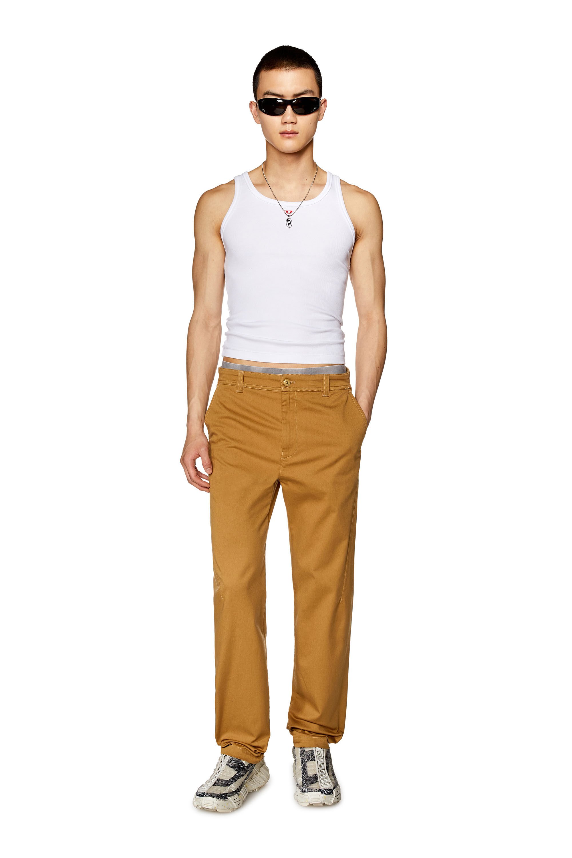 Diesel - P-DEAN, Man Chino pants in cotton gabardine in Brown - Image 1