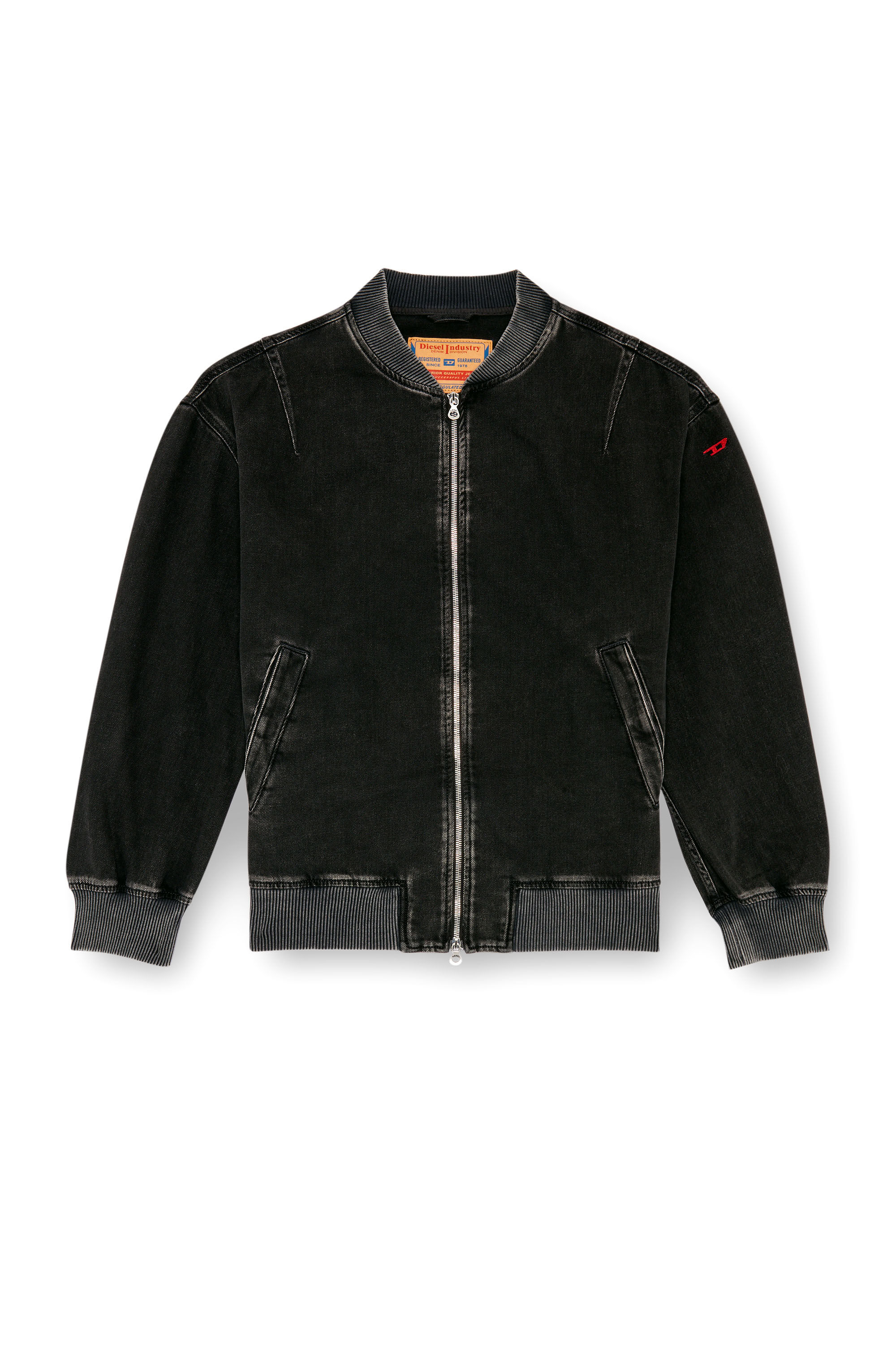 Diesel - D-VINZ, Man Bomber jacket in clean-wash denim in Black - Image 2