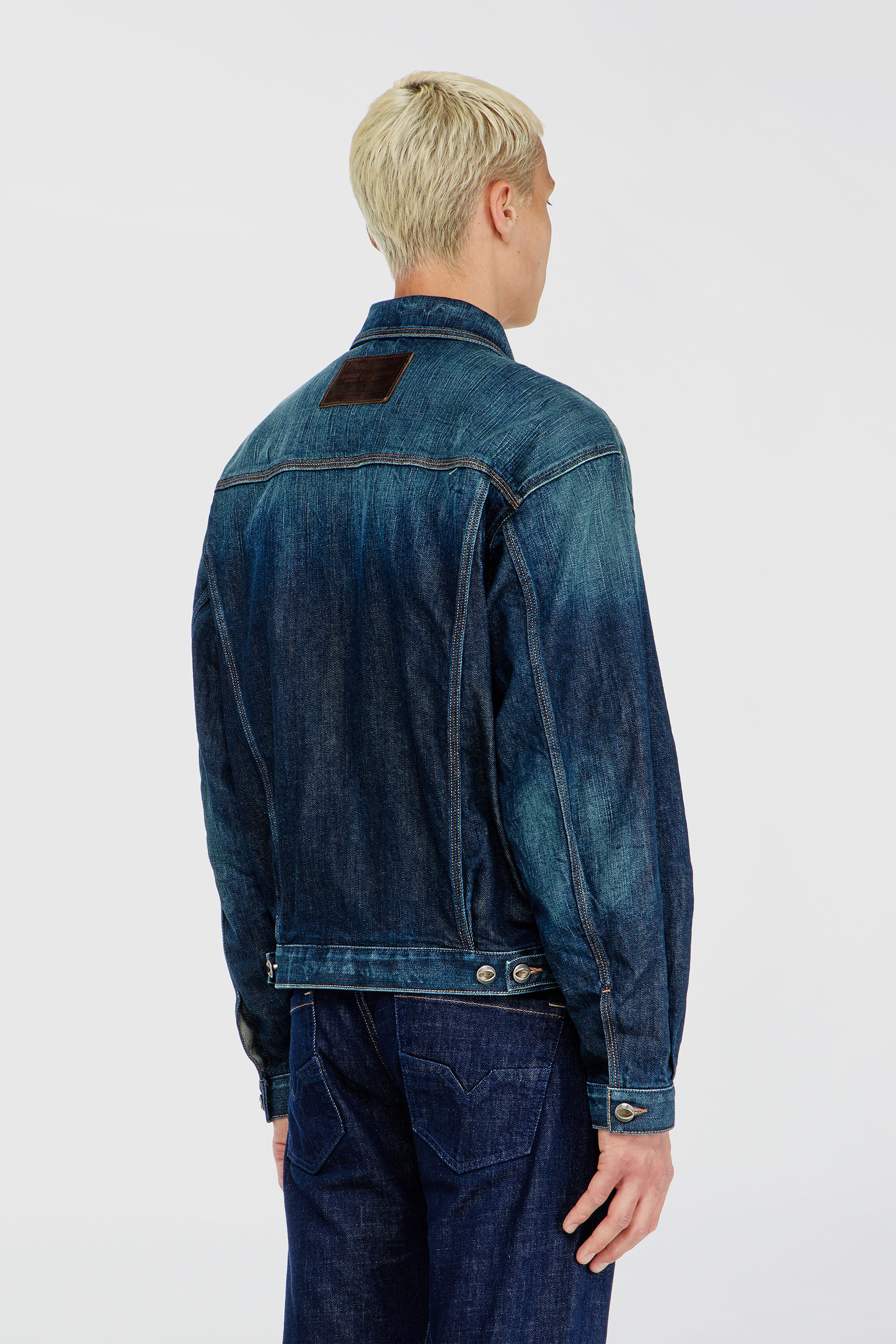 Diesel - D-DENVER-CL, Unisex's Trucker jacket in selvedge denim in Medium blue - 4