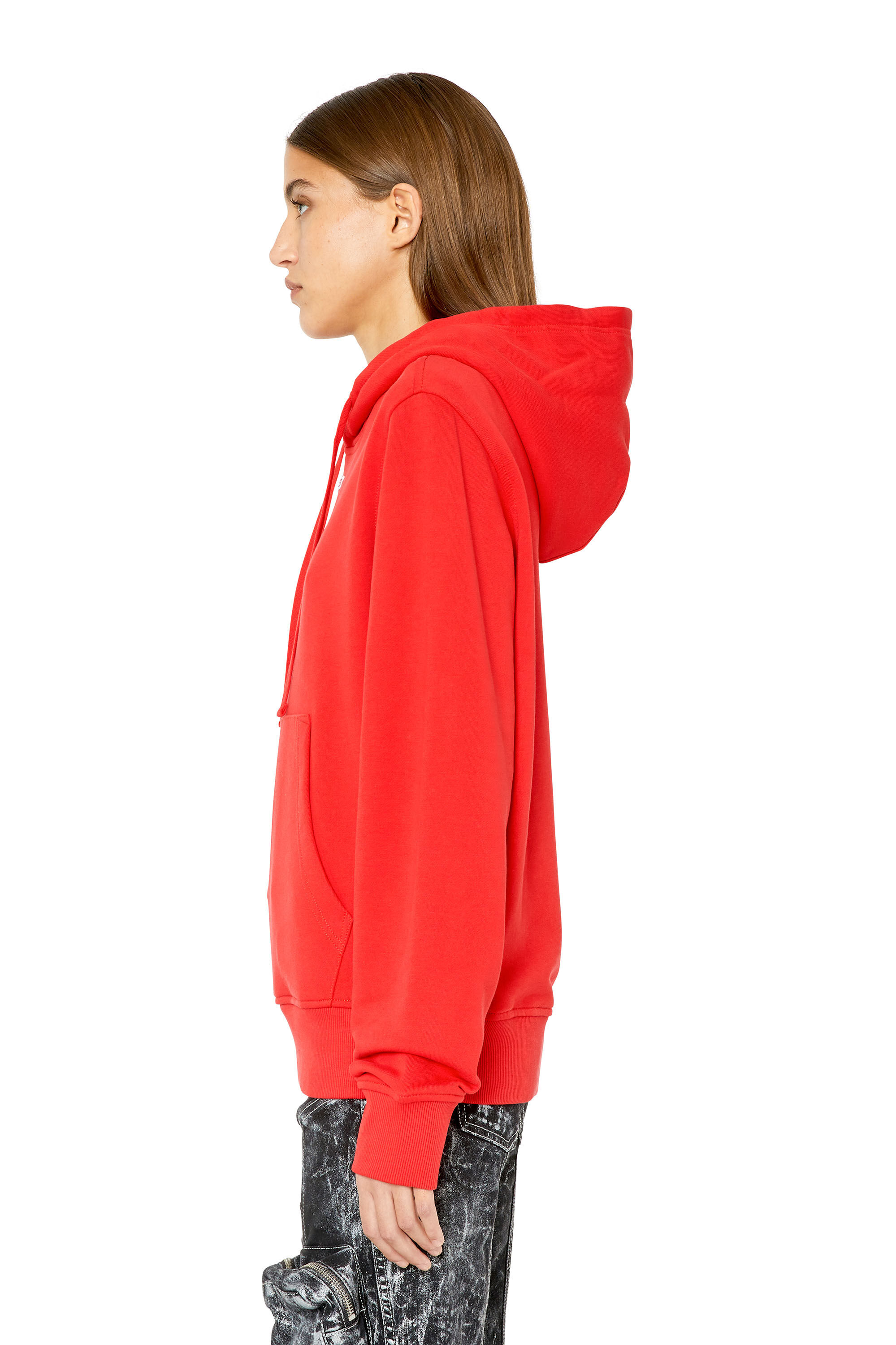 Diesel - S-GINN-HOOD-D, Woman Hoodie with embroidered D patch in Red - Image 5