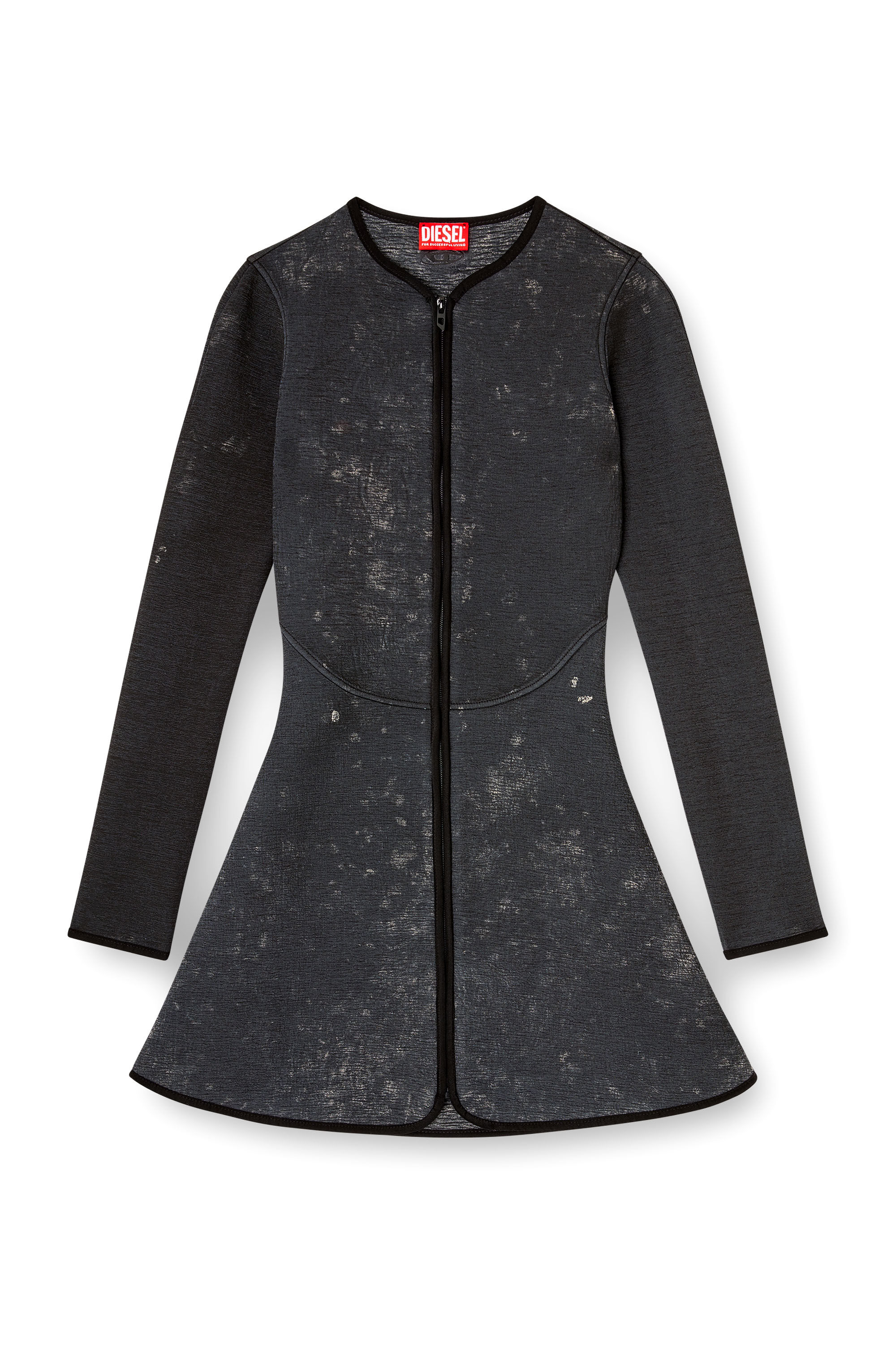 Diesel - D-EOPRE, Woman's Short dress in marbled scuba in Dark grey - 2