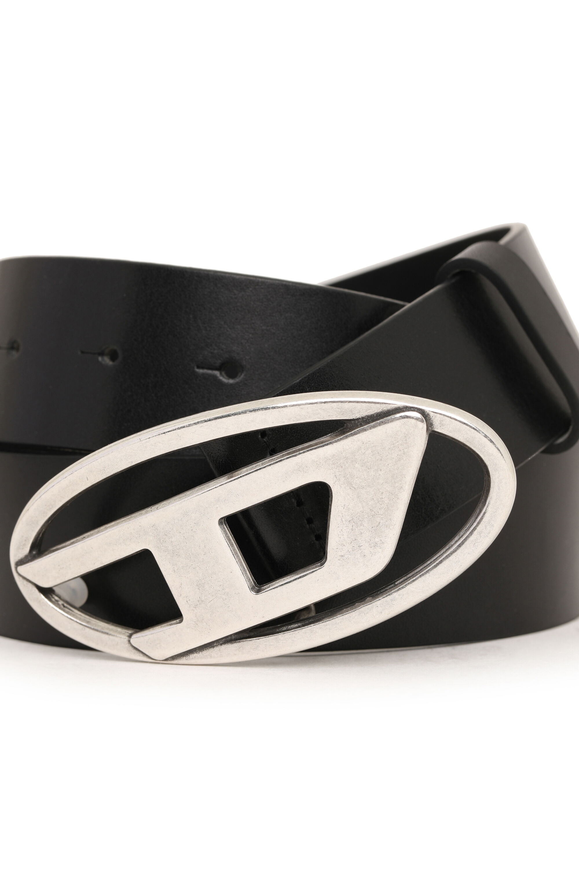 Diesel - B-1DR, Man Leather belt with D buckle in Black - Image 3