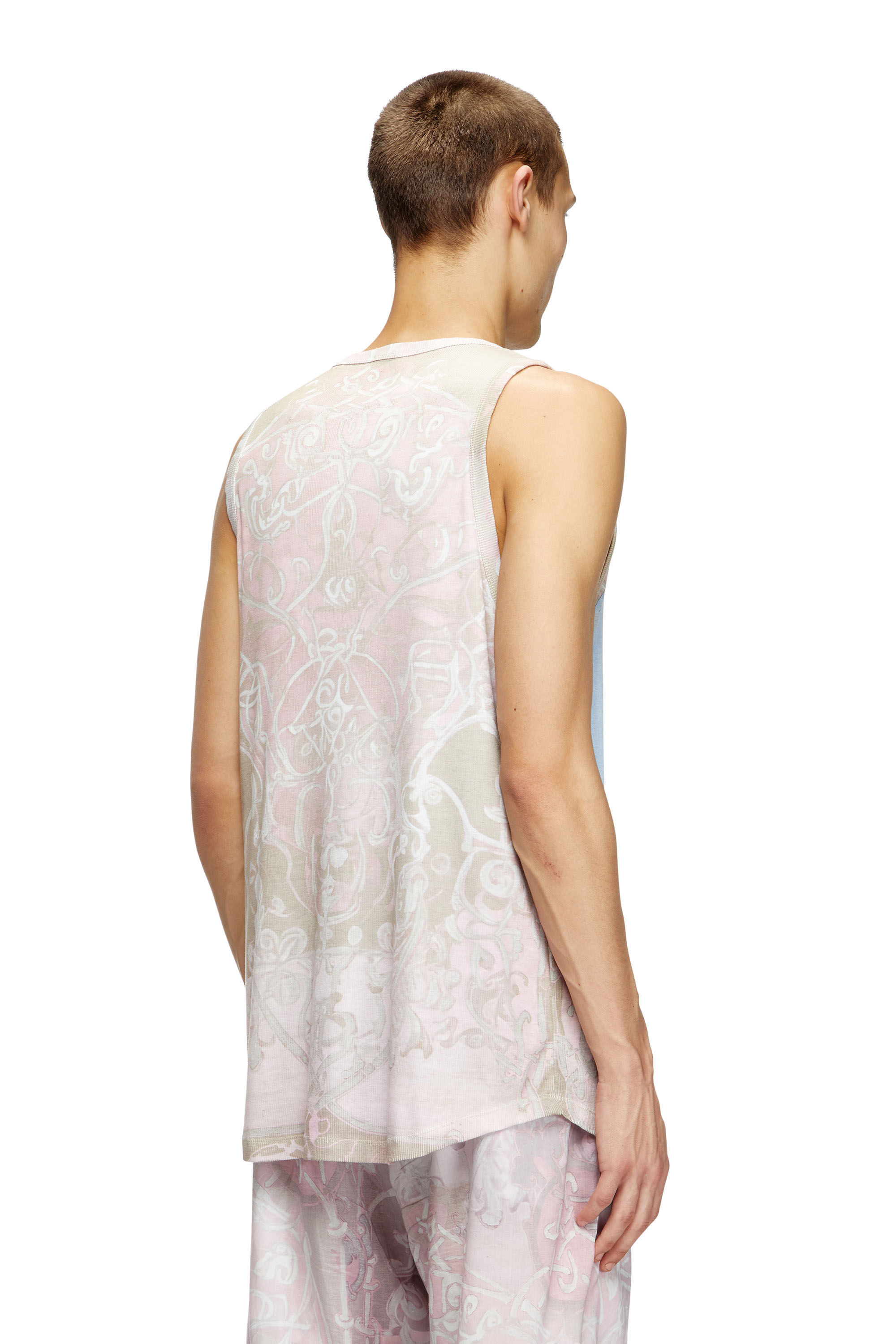 Diesel - T-ALY, Man's Tank top with medieval print in Pink - 4