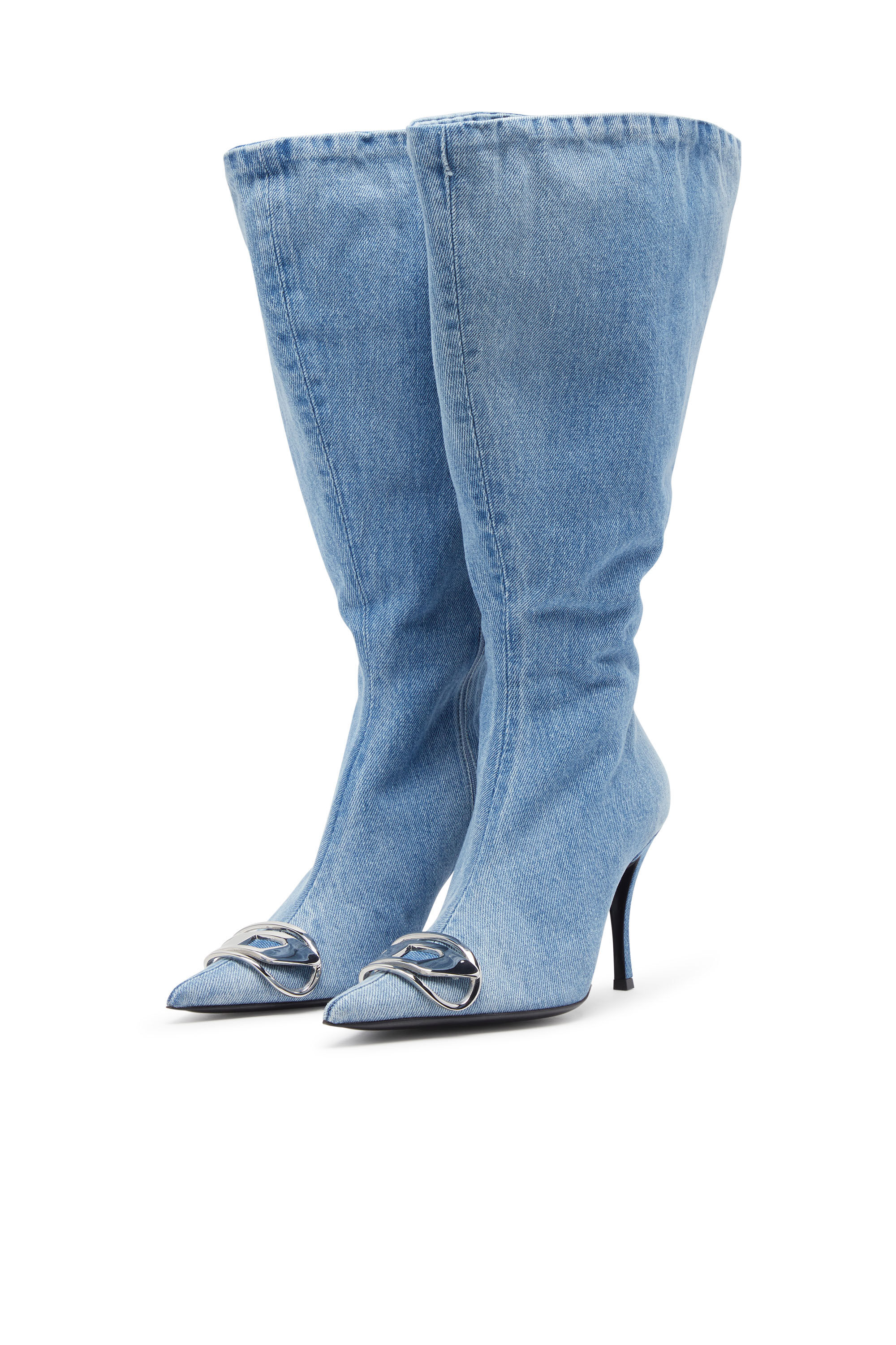 Diesel - D-VENUS KB LARGE, Woman's D-Venus-Wide knee-high boots in denim in Light Blue - 8