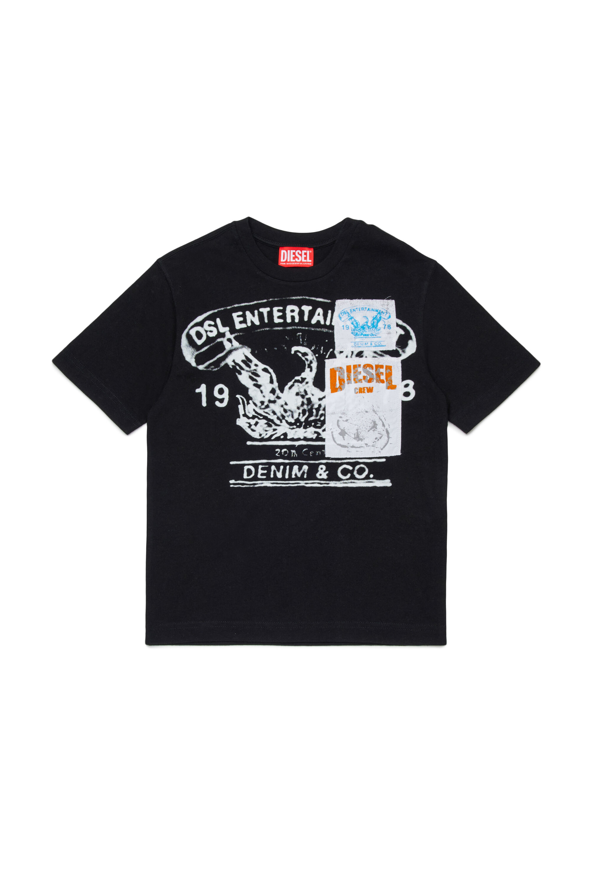 Diesel - TDERSIM OVER, Man's T-shirt with vintage-style print in Black - 1