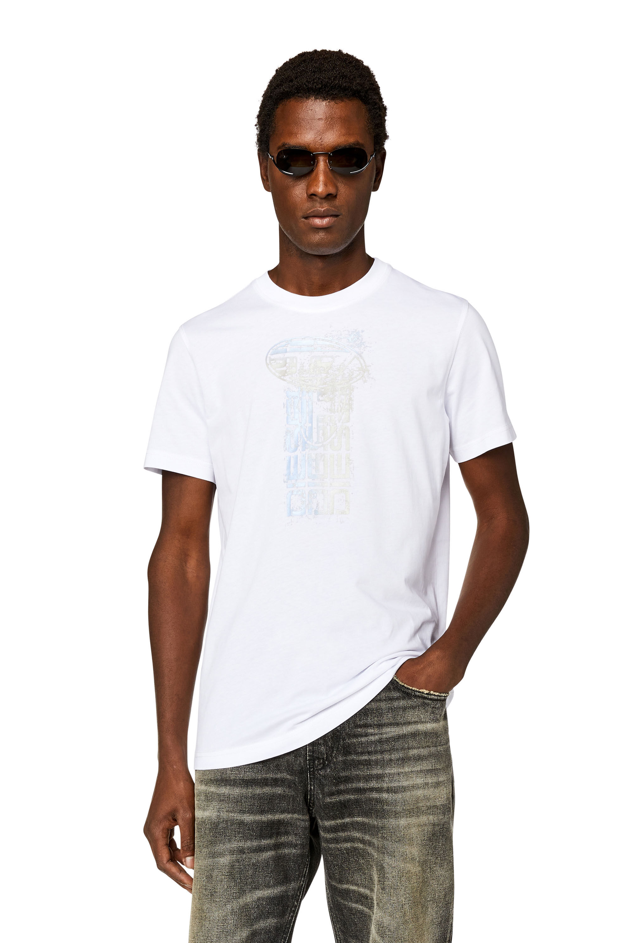 Diesel - T-DIEGOR-K68, Man T-shirt with metallic logos in White - Image 3