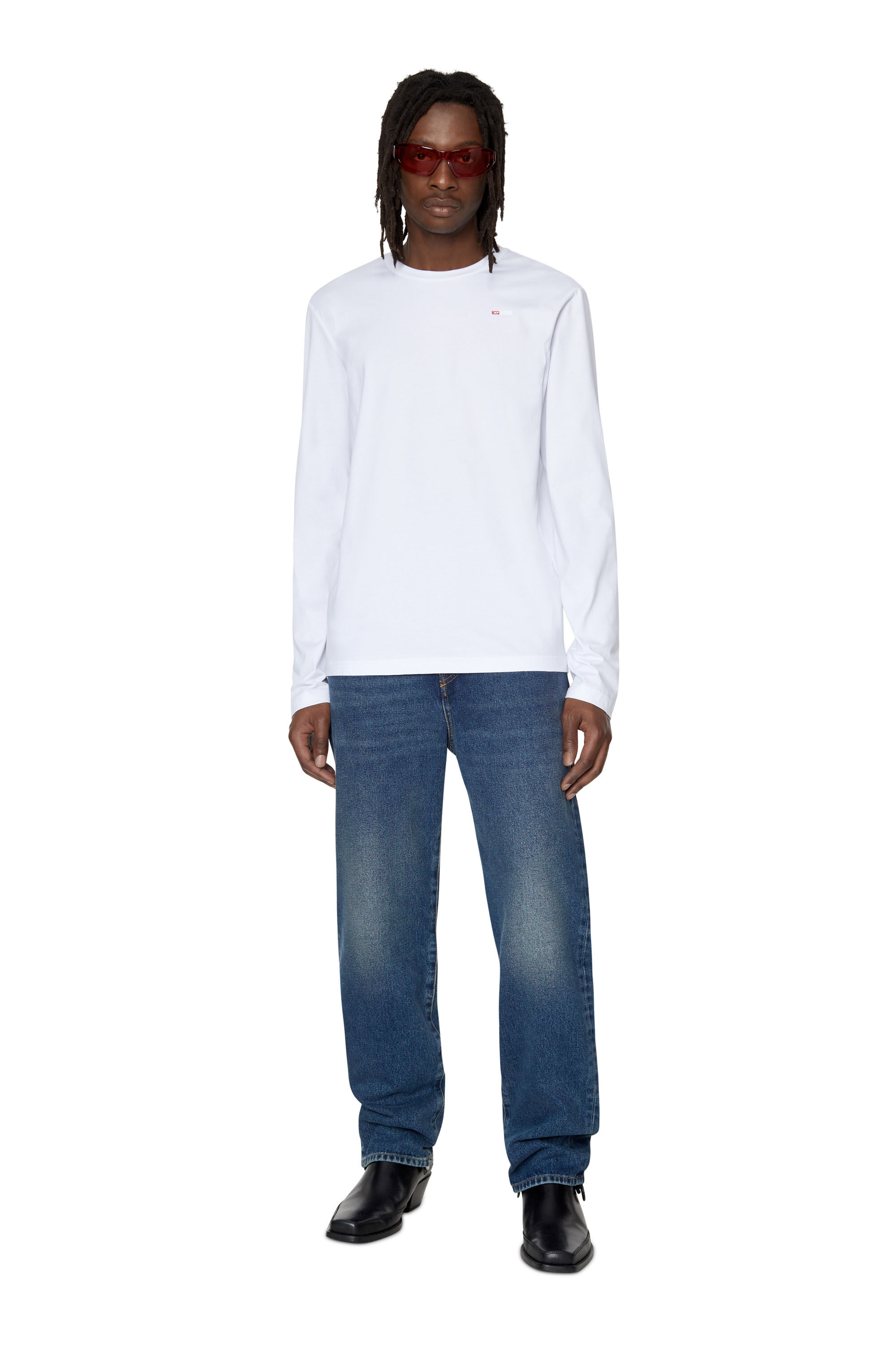 Diesel - T-DIEGOR-LS-MICRODIV, Man Long-sleeve T-shirt with micro logo in White - Image 1