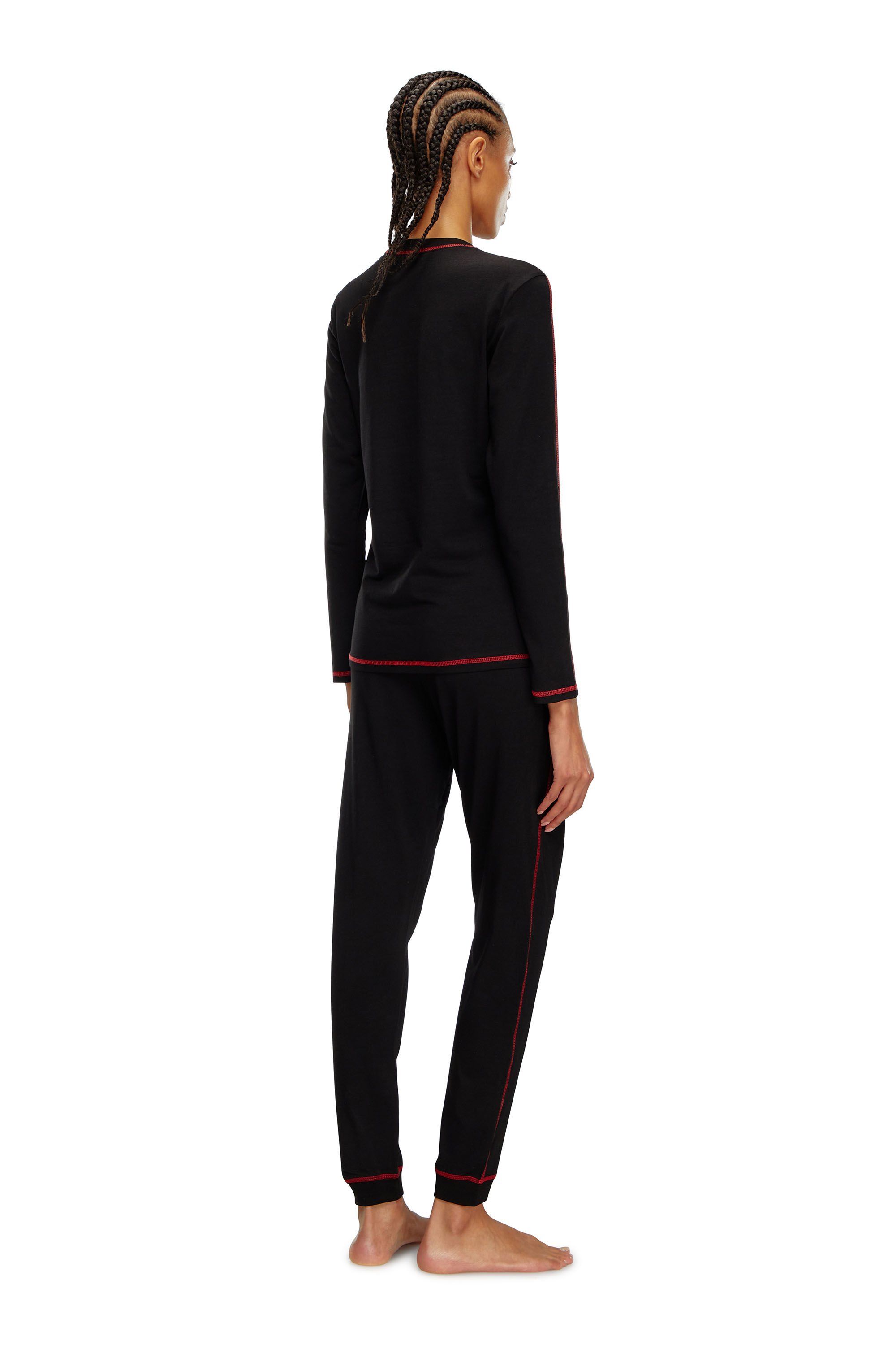 Diesel - UFSET-KRYSTI, Woman Cotton pyjamas with contrast stitching in Black - Image 4