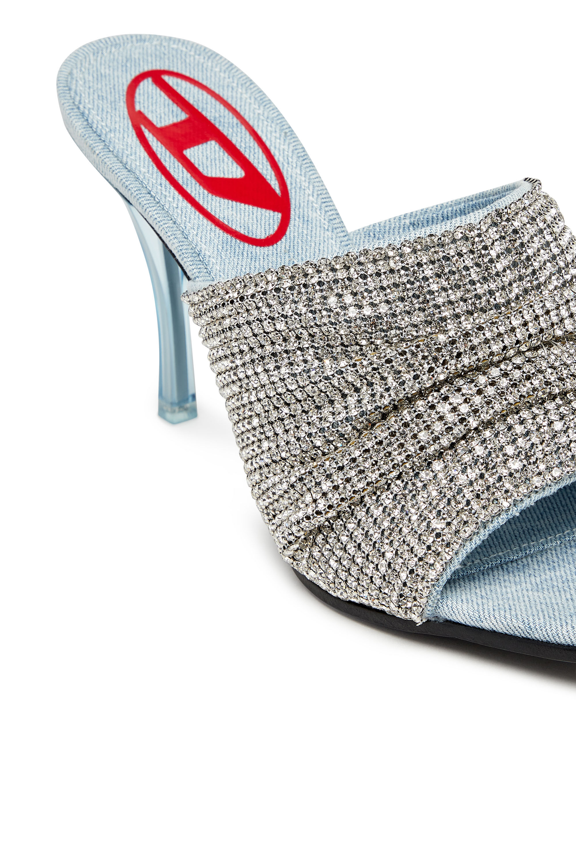 Diesel - D-SYDNEY SDL S, Woman D-Sydney Sdl S Sandals - Mule sandals with rhinestone band in Silver - Image 4