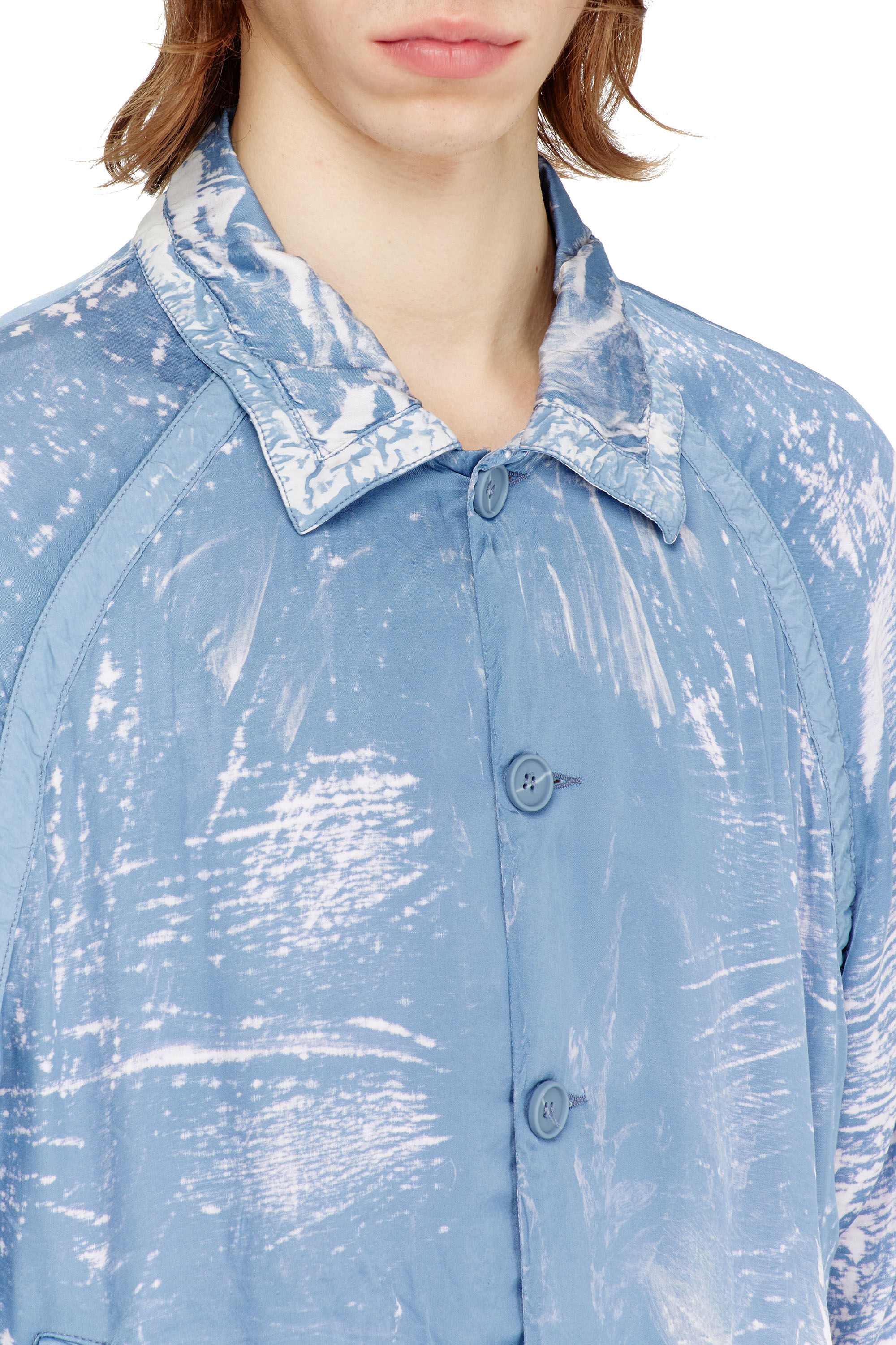 Diesel - J-ORION-PLAIN, Man's Shirt-collar jacket with X-ray effect in Light Blue - 5