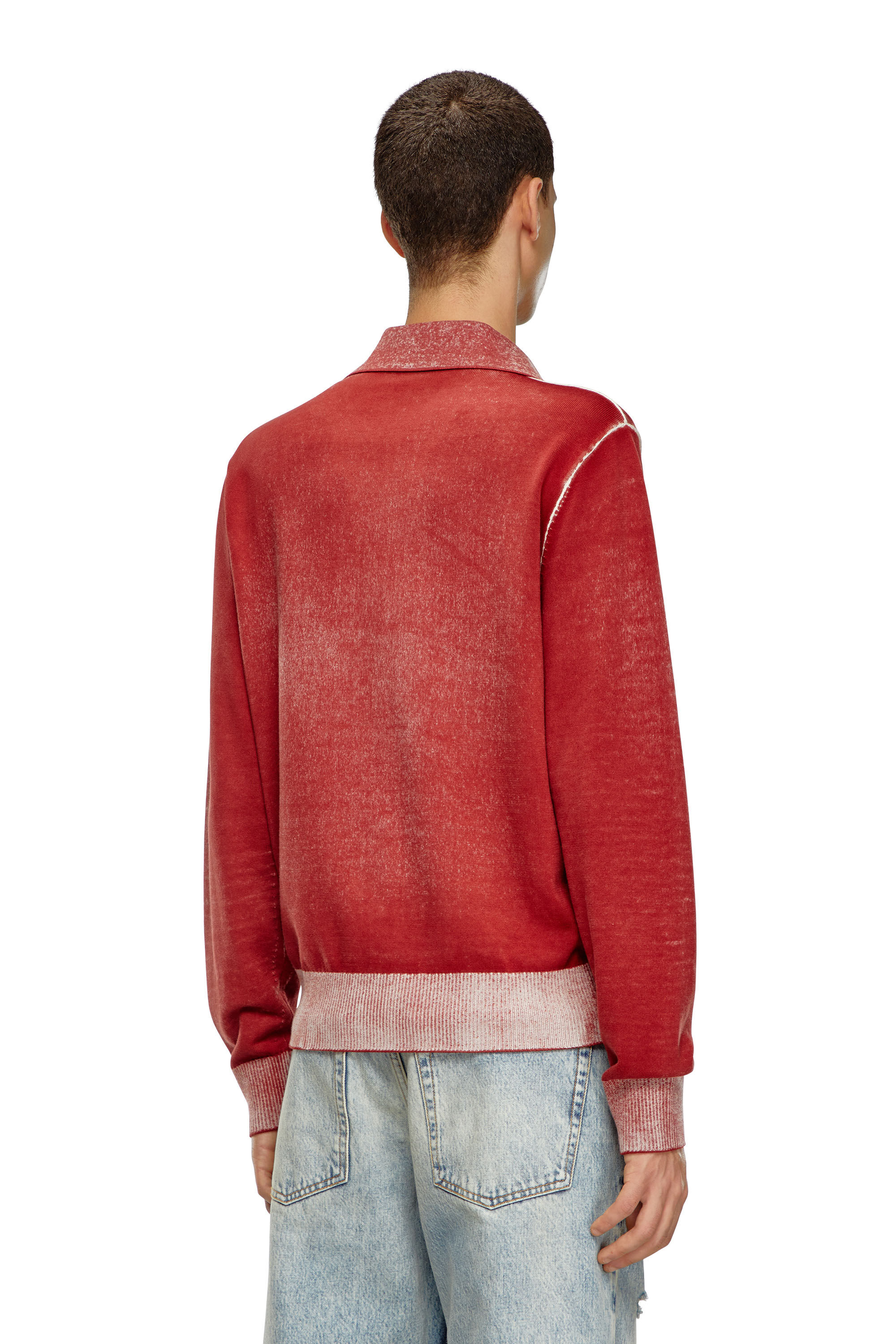 Diesel - K-LORENZO, Man Reverse-print polo jumper in Red - Image 4
