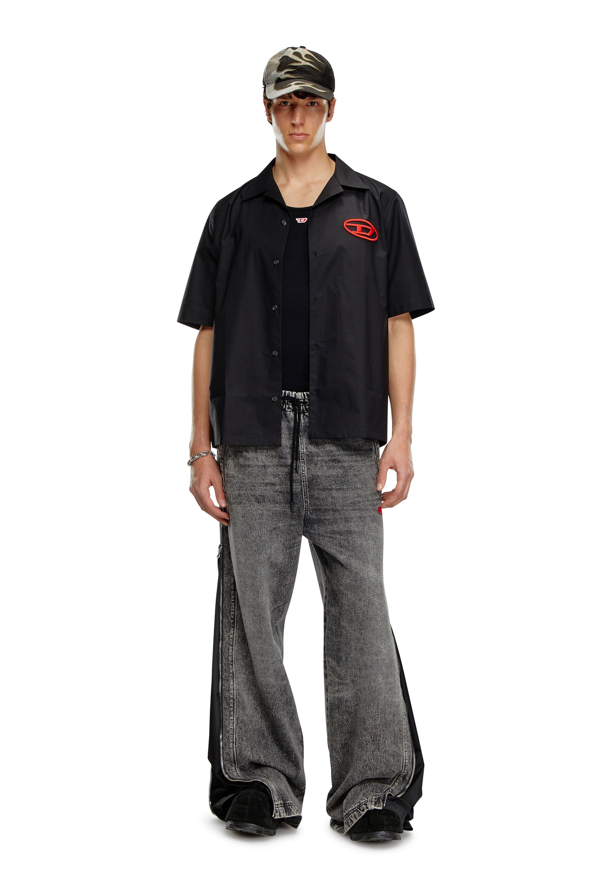Diesel - S-MAC-C, Man Bowling shirt with logo embroidery in Black - Image 1