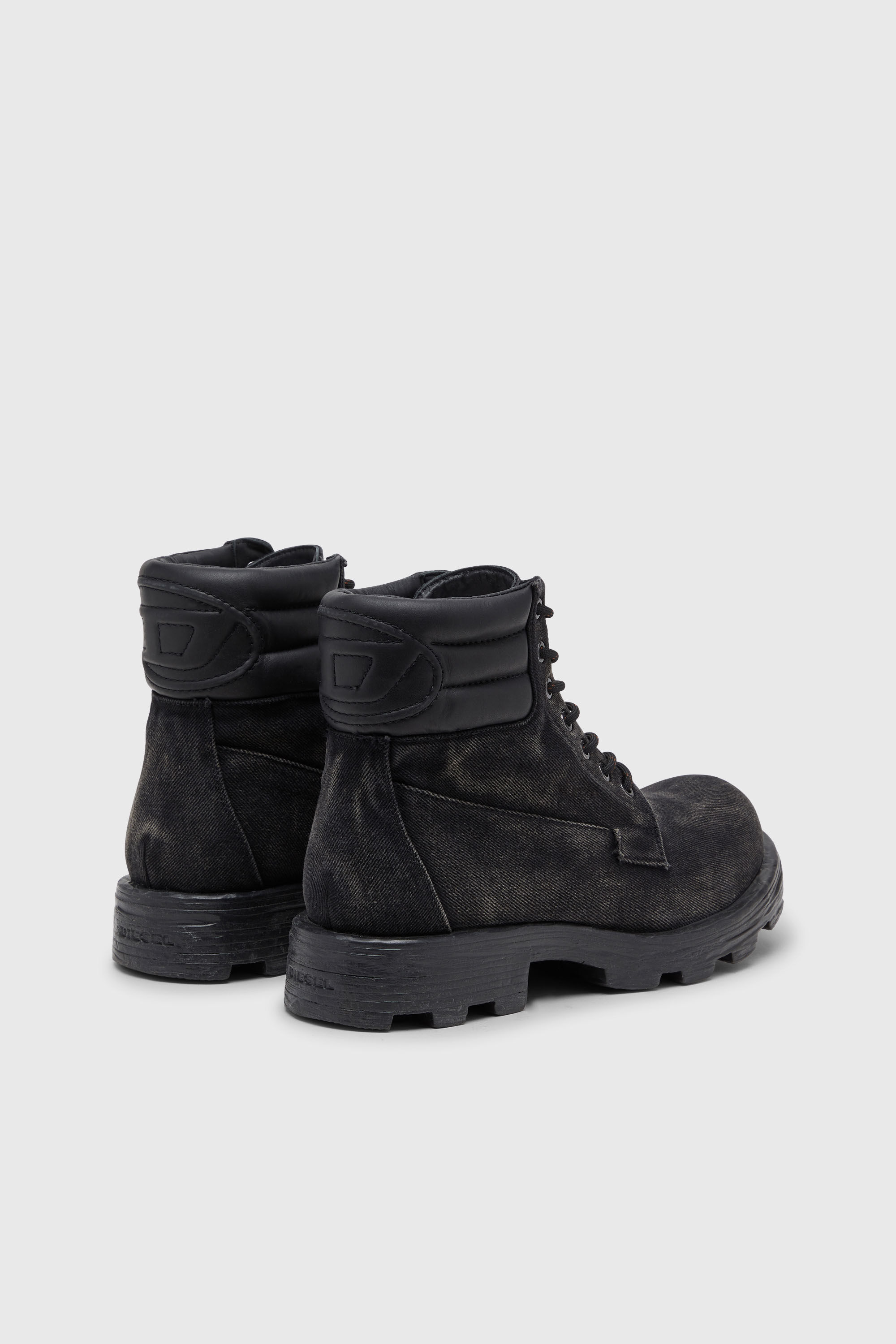 Diesel - D-HAMMER LACE UP, Man's D-Hammer-Combat boots in denim and leather in Black - 3