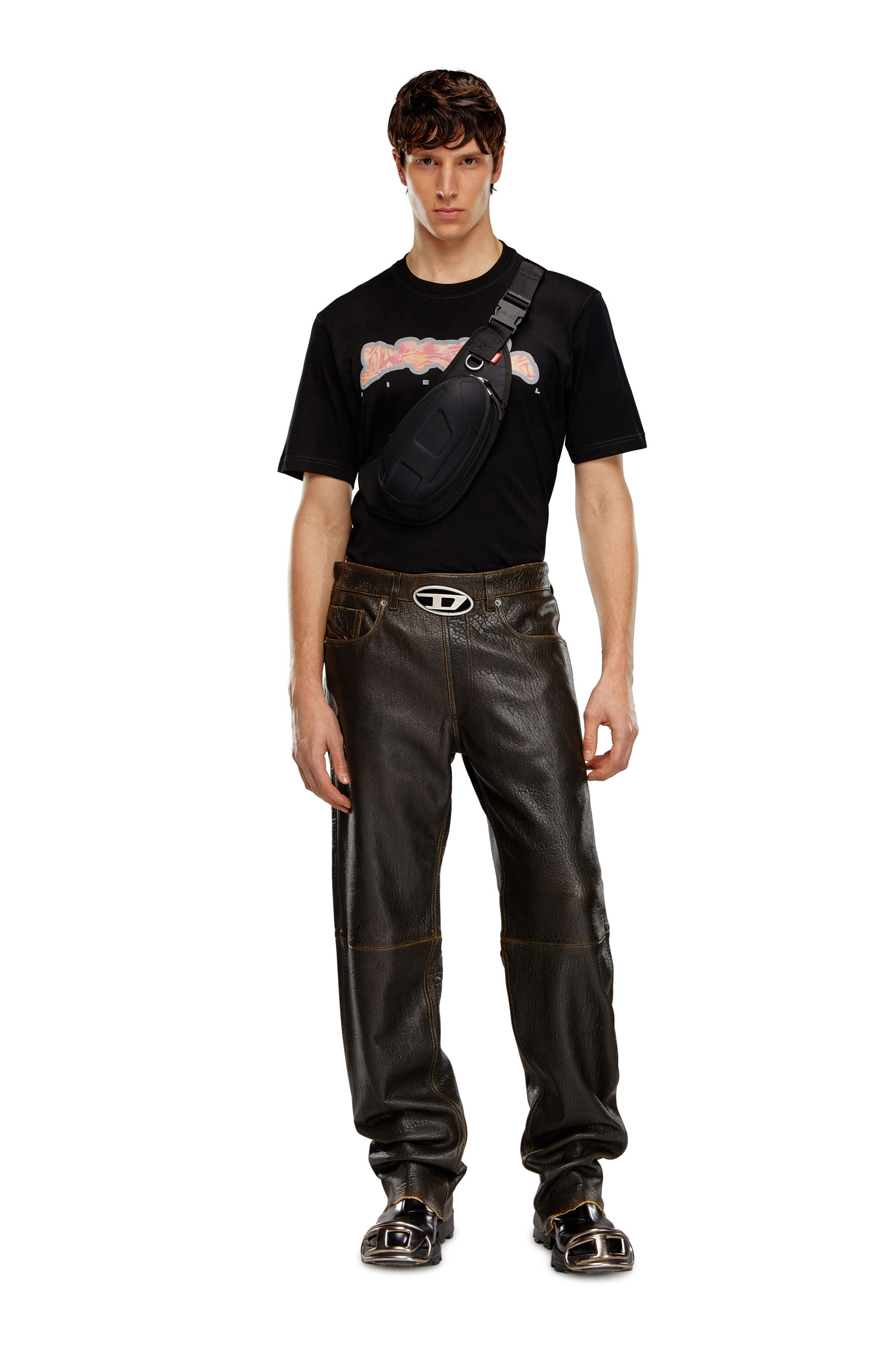 Diesel - T-JUST-N16, Man T-shirt with zebra-camo motif in Black - Image 1