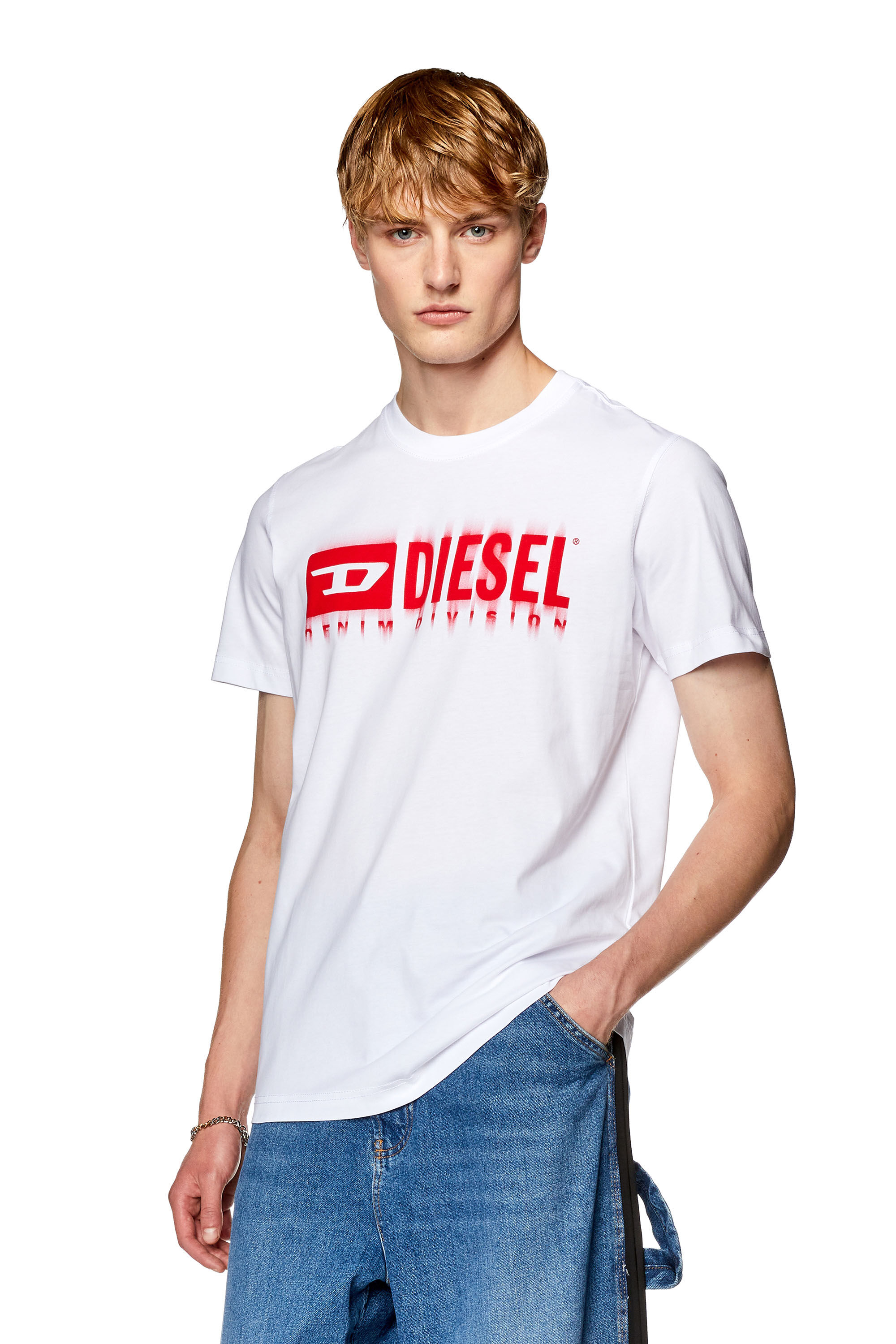 Diesel - T-DIEGOR-L6, Man T-shirt with smudged logo print in White - Image 3