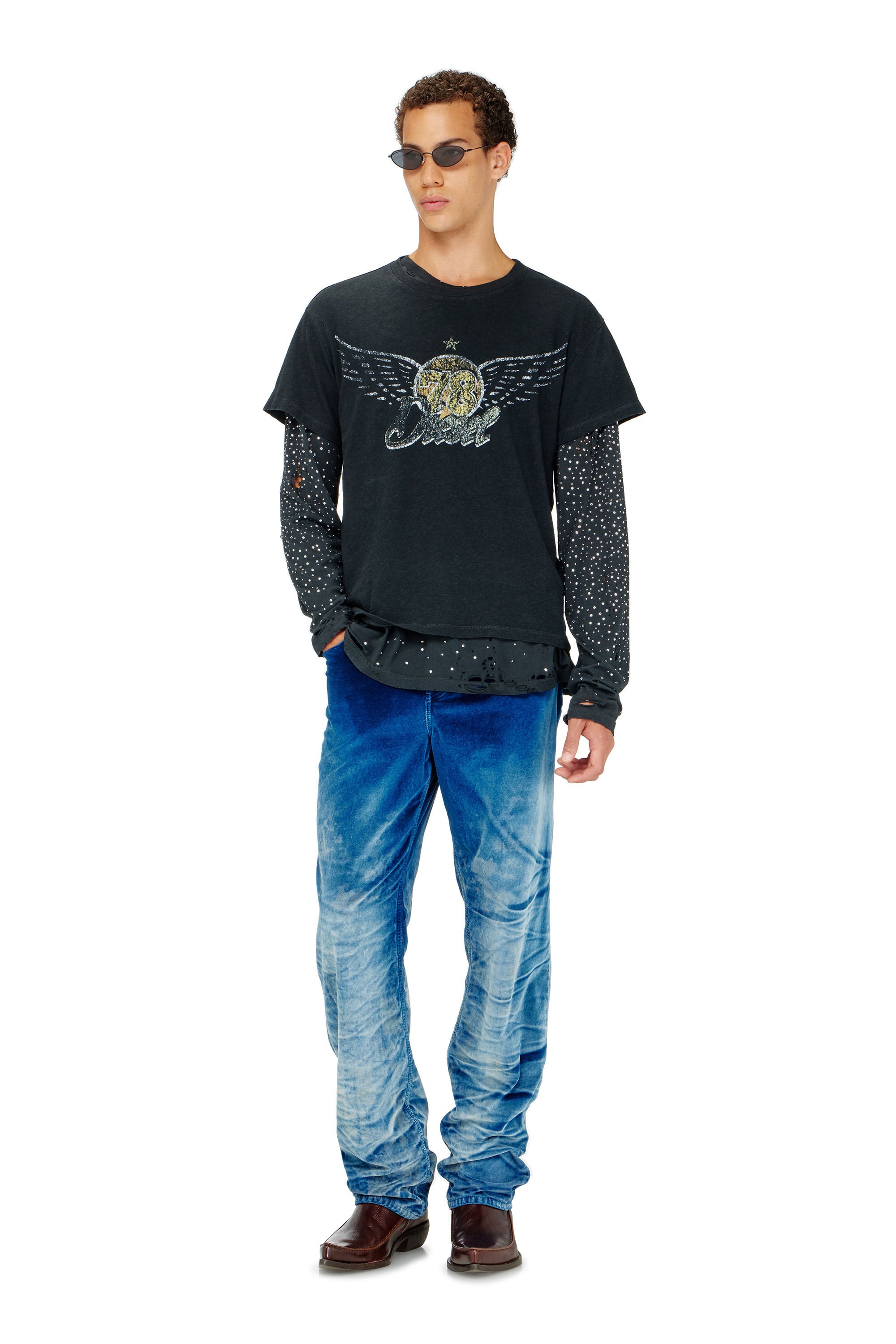 Diesel - T-GERIO-A, Man's Cotton-hemp T-shirt with concert graphics in null - 1