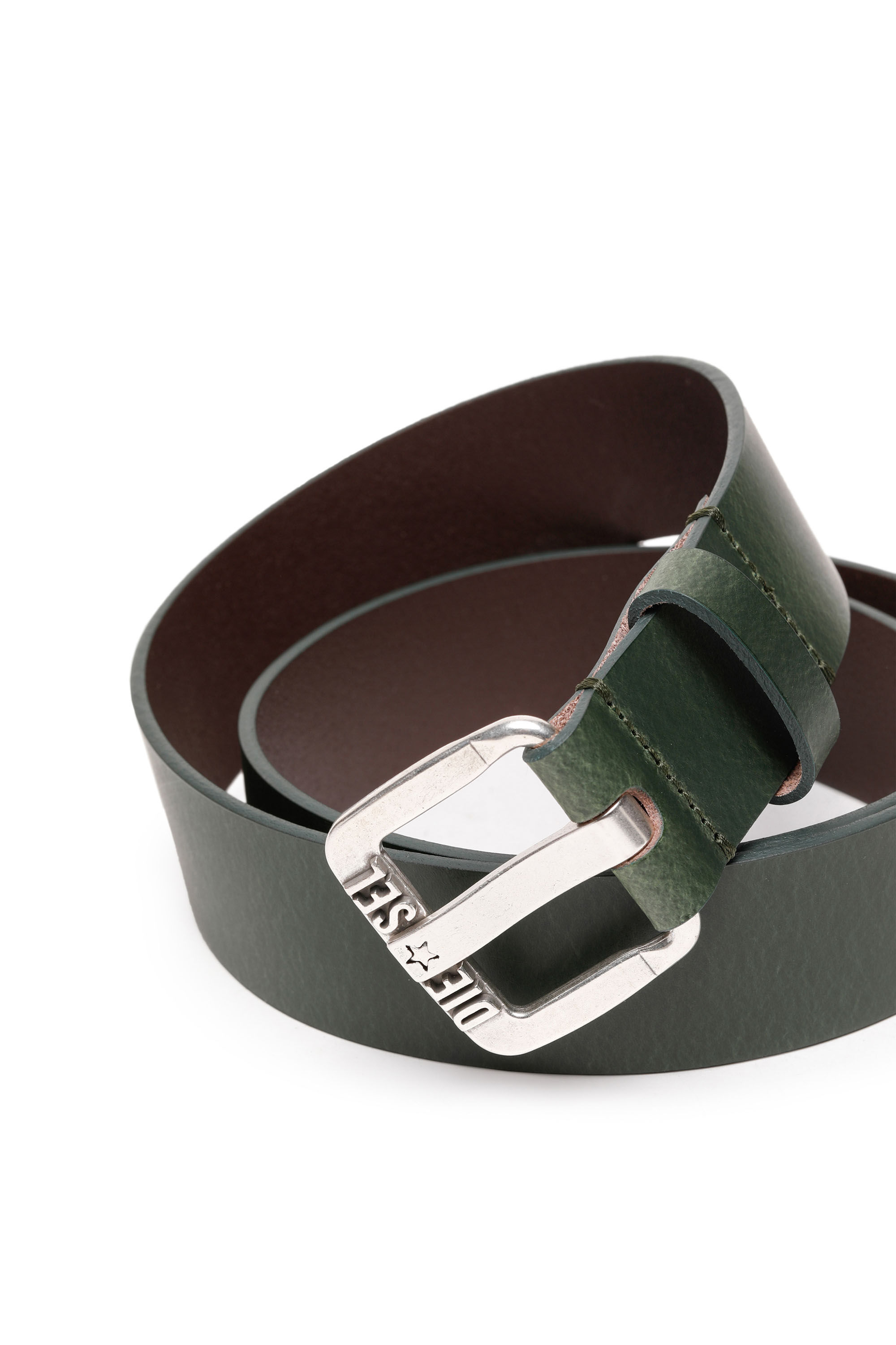 Diesel - B-STAR II, Man Leather belt with metal star logo buckle in Green - Image 2