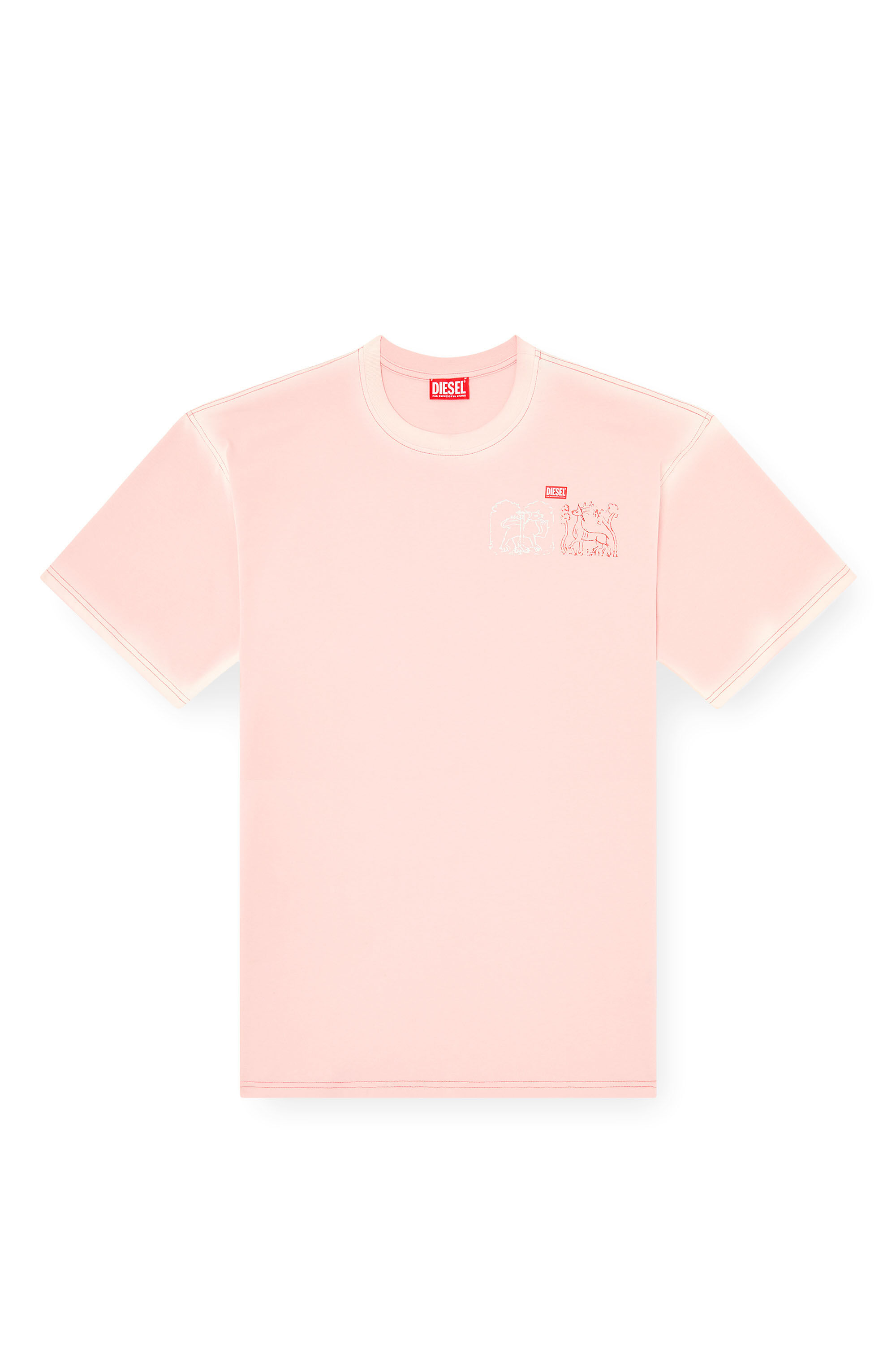 Diesel - T-BOXT-T10, Man's T-shirt with sword print in Pink - 2