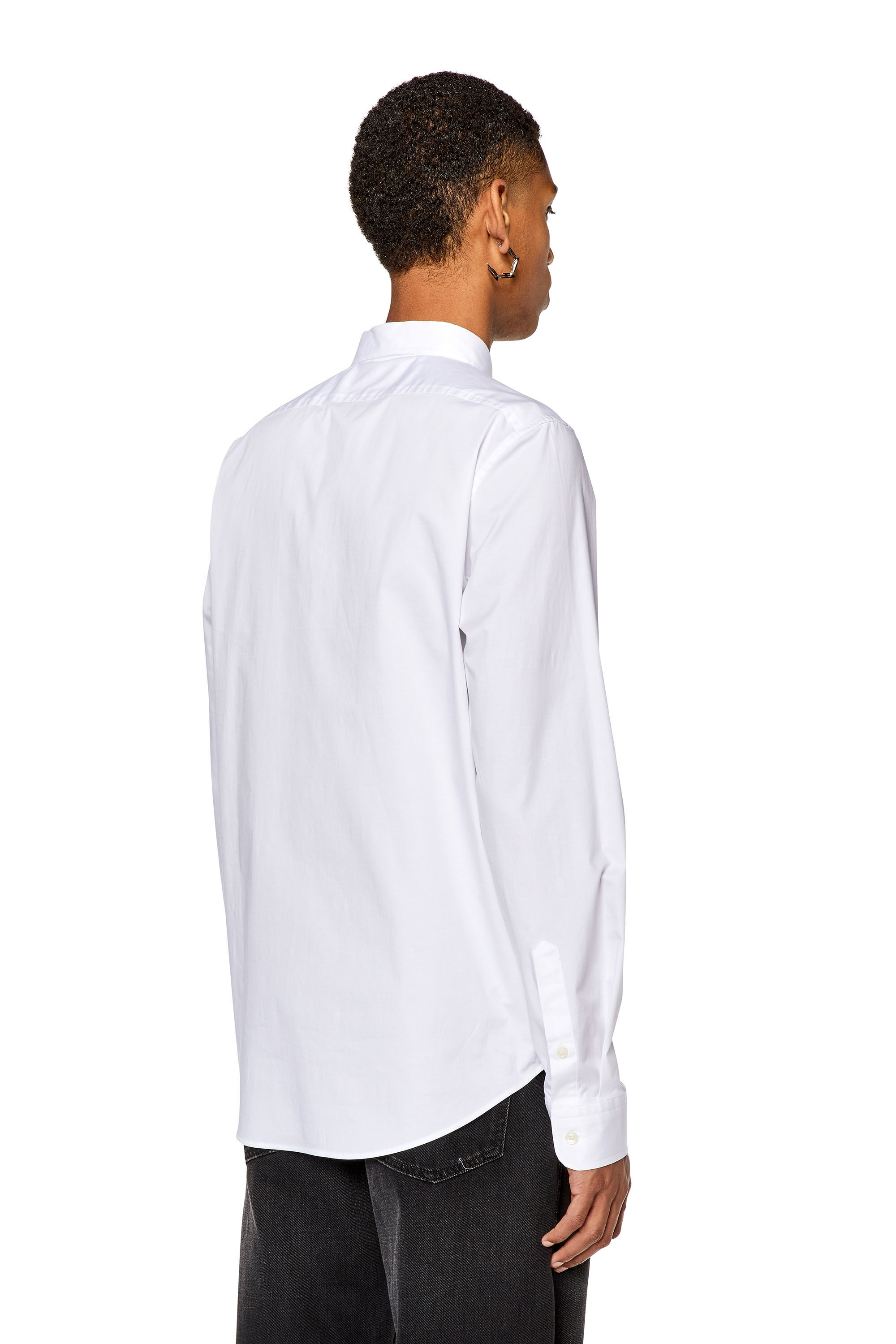 Diesel - S-BENNY-CL, Man Micro-twill shirt with tonal embroidery in White - Image 4