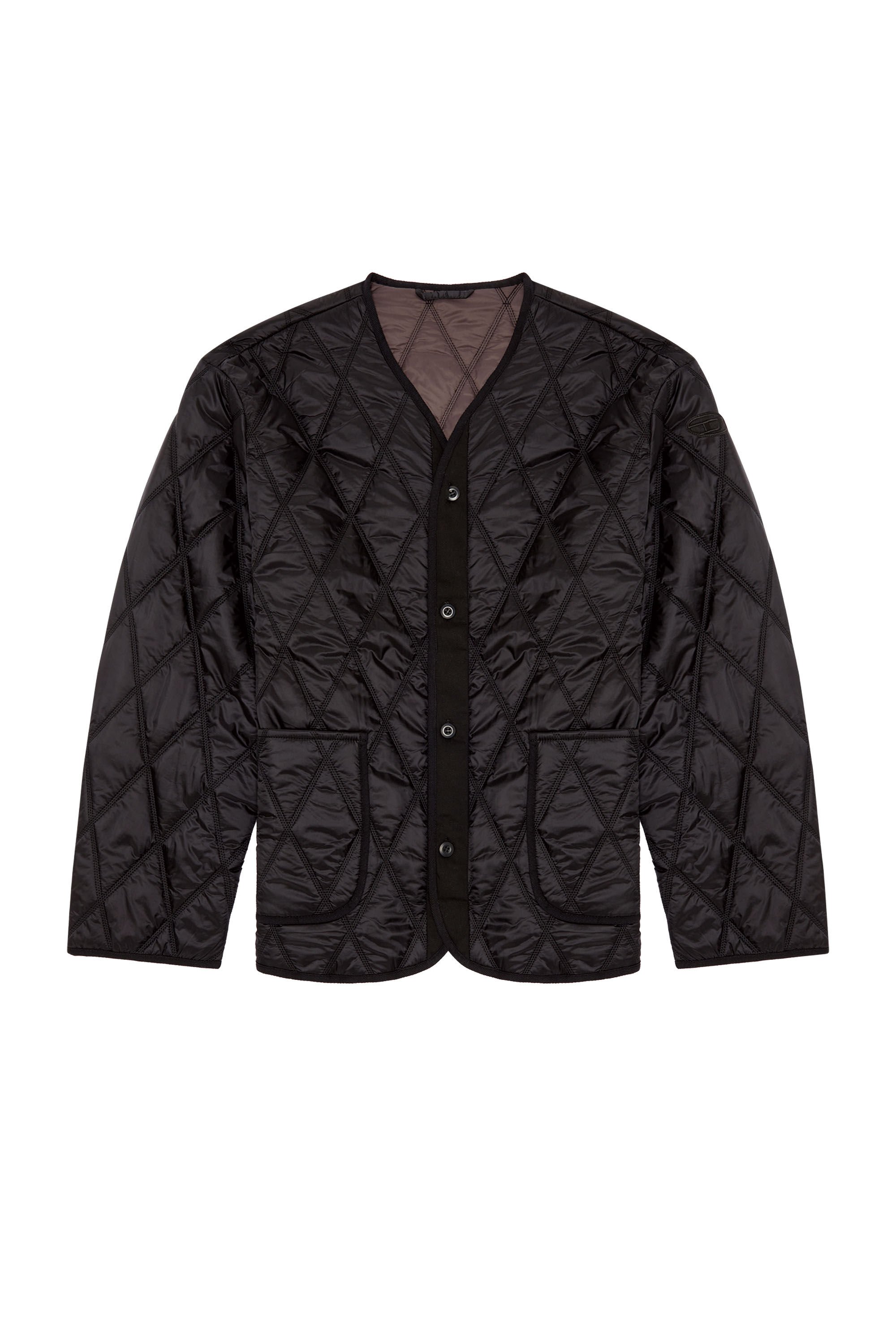 Diesel - J-BOY, Man V-neck jacket in quilted nylon in Black - Image 2