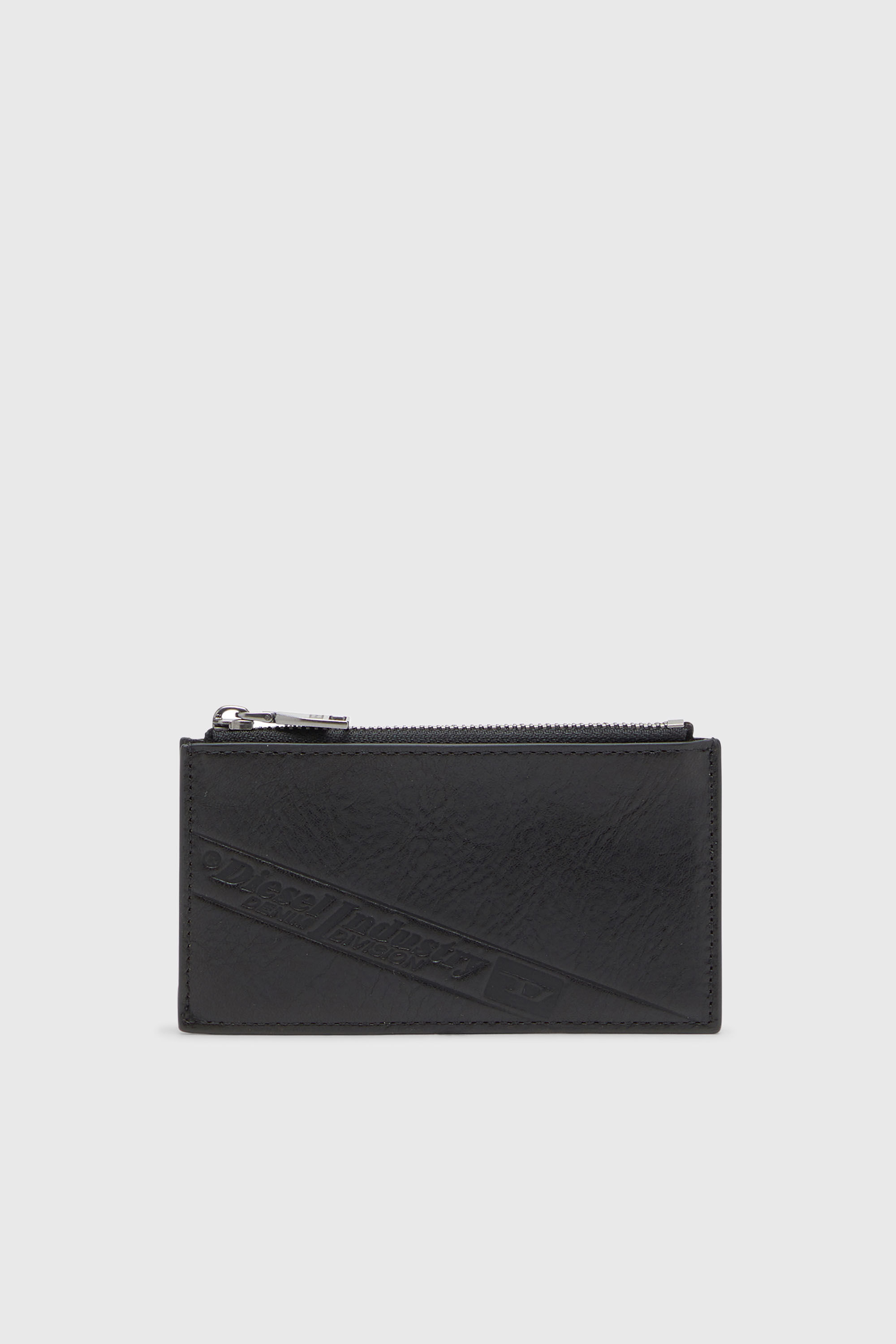 Diesel - FLAG-D CARD HOLDER III, Man's Leather card holder with zip closure in Black - 1
