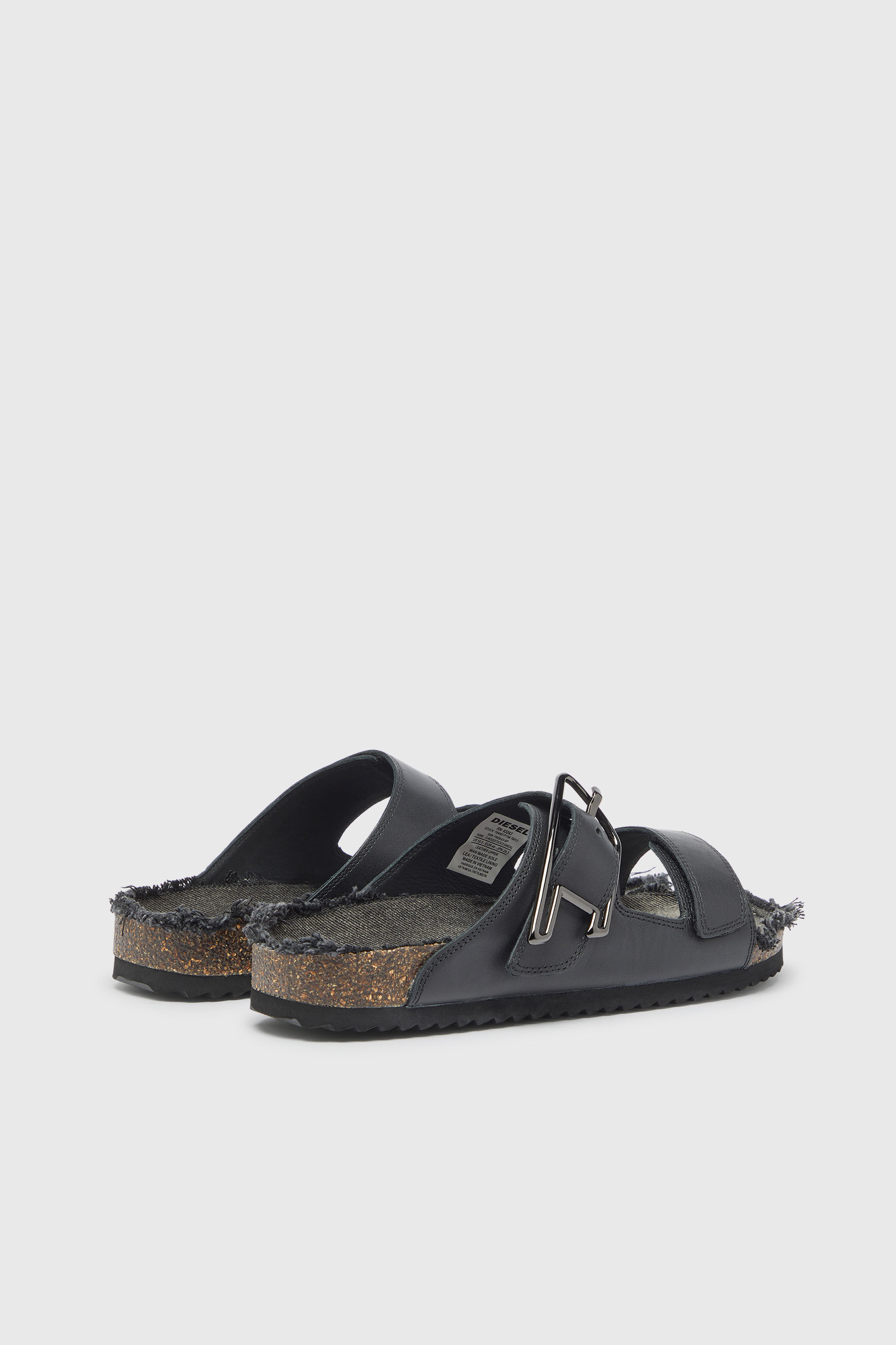 Diesel - D-WOODSTOCK D SANDAL, Man's D-Woodstock - Leather slide with cork footbed in Black - 3