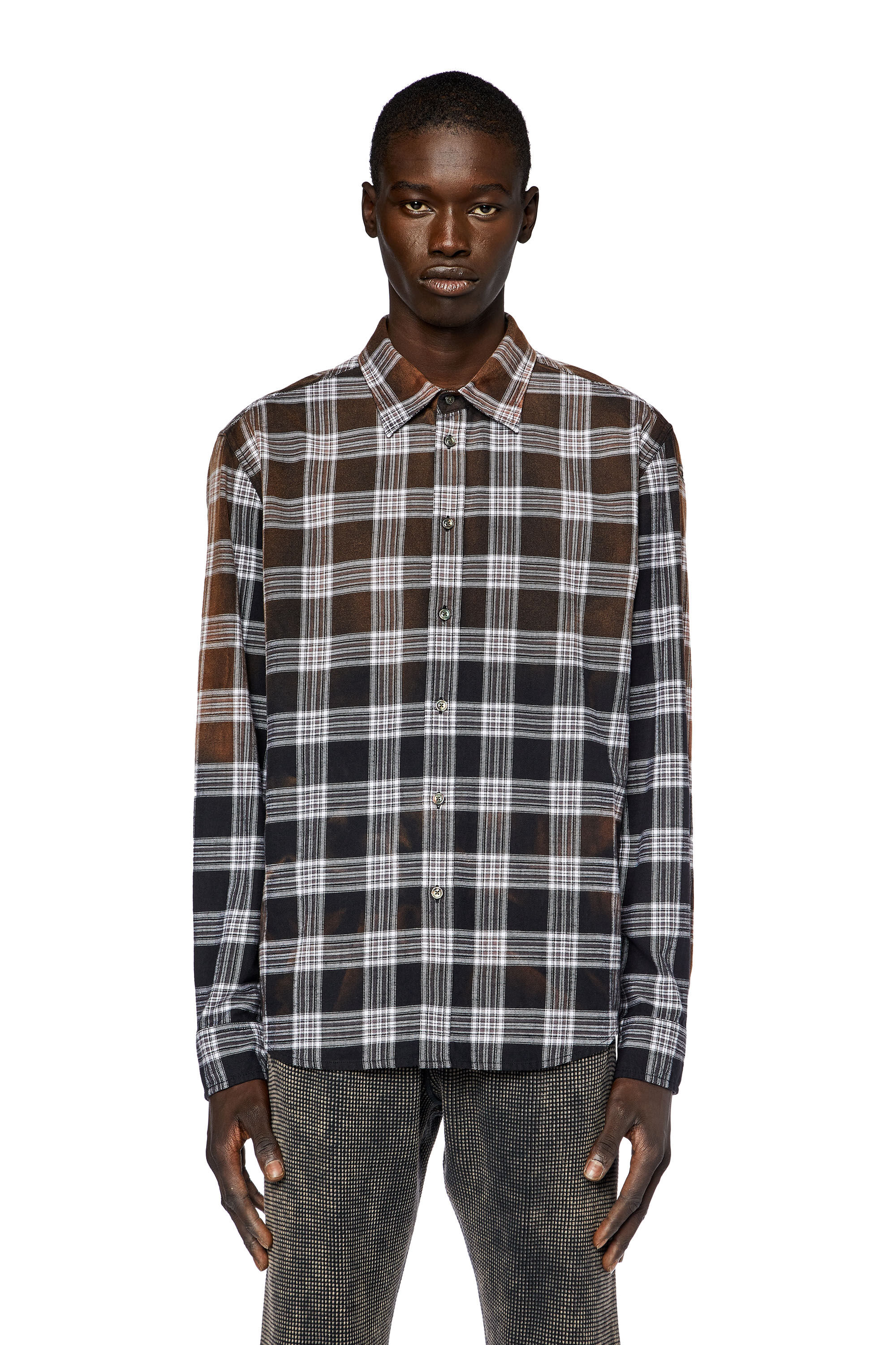 Diesel - S-UMBE-CHECK-NW, Man Checked shirt in dégradé flannel in Multicolor - Image 6