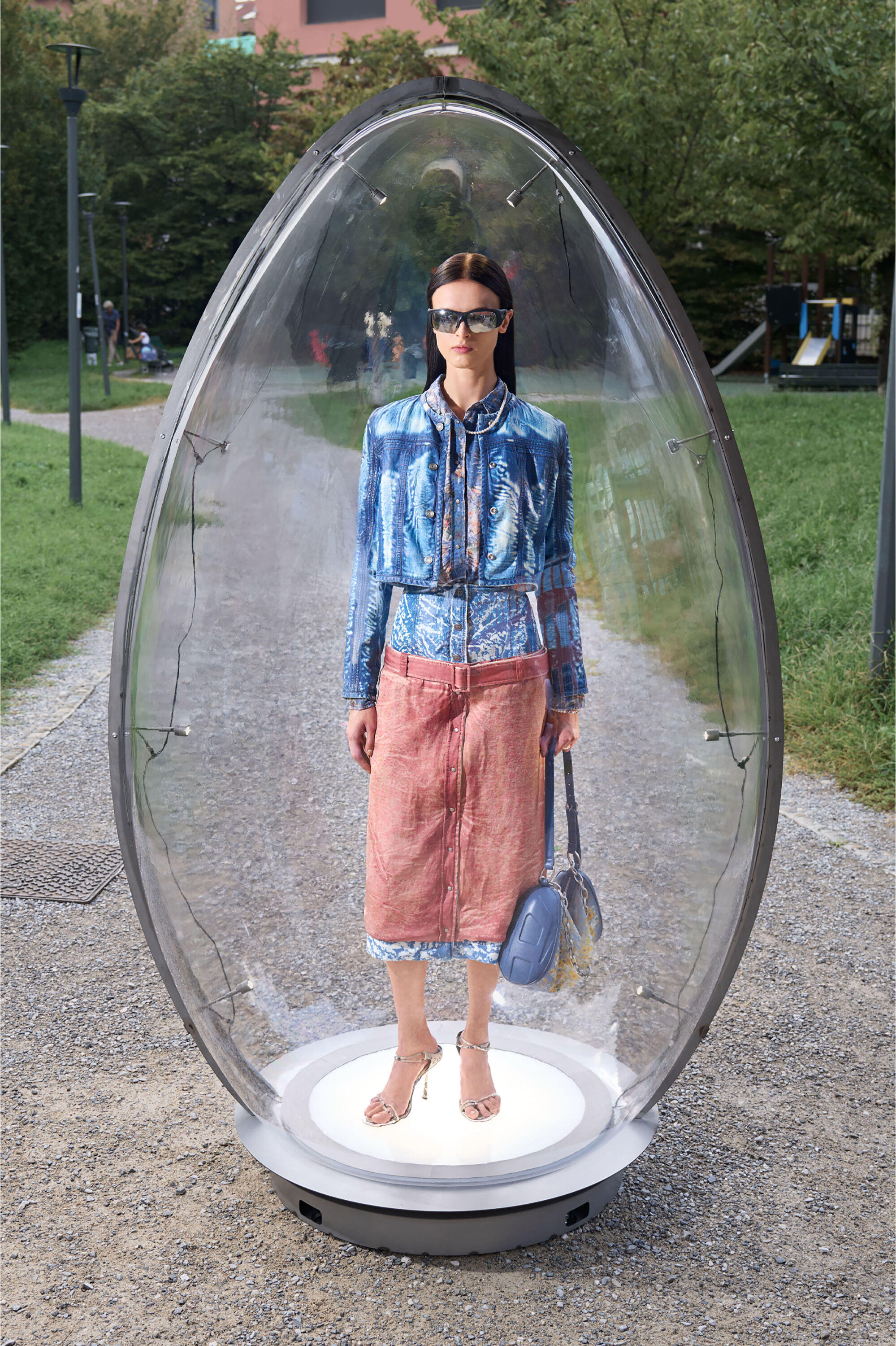 Diesel - C-ASSY, Woman's Shirt with floral X-ray effect in Light Blue - 6