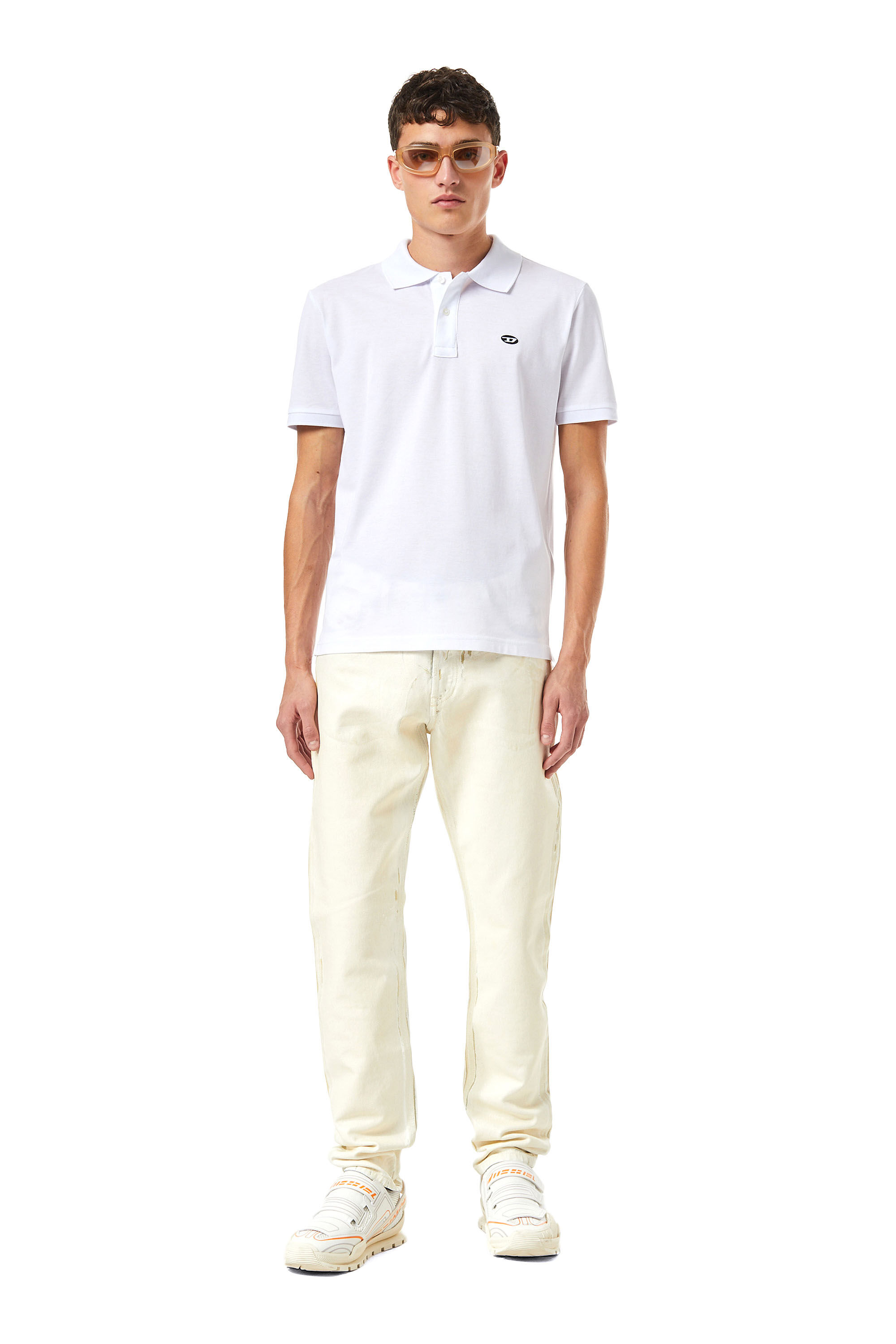 Diesel - T-SMITH-DOVAL-PJ, Man Polo shirt with oval D patch in White - Image 1