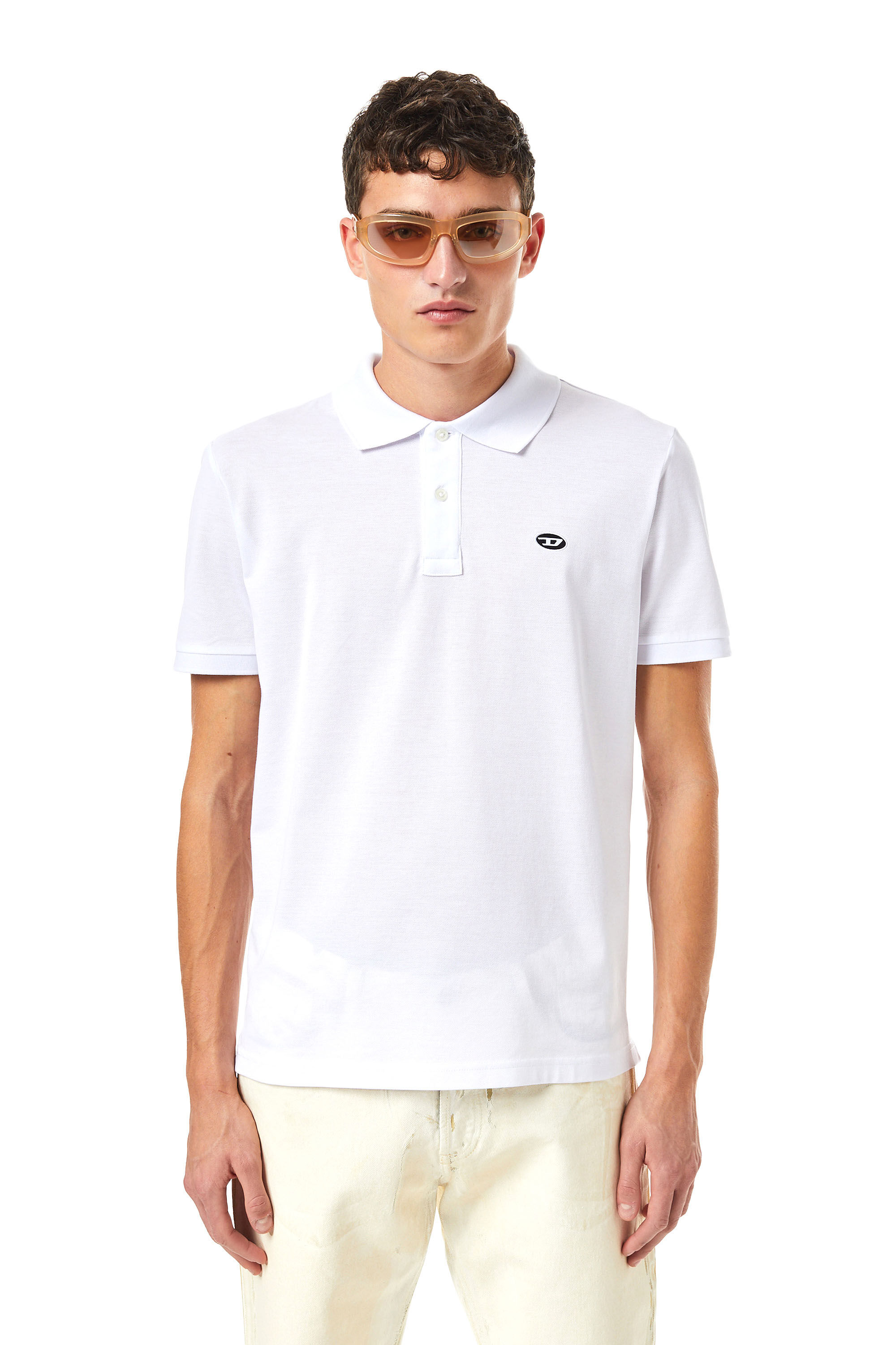 Diesel - T-SMITH-DOVAL-PJ, Man Polo shirt with oval D patch in White - Image 3