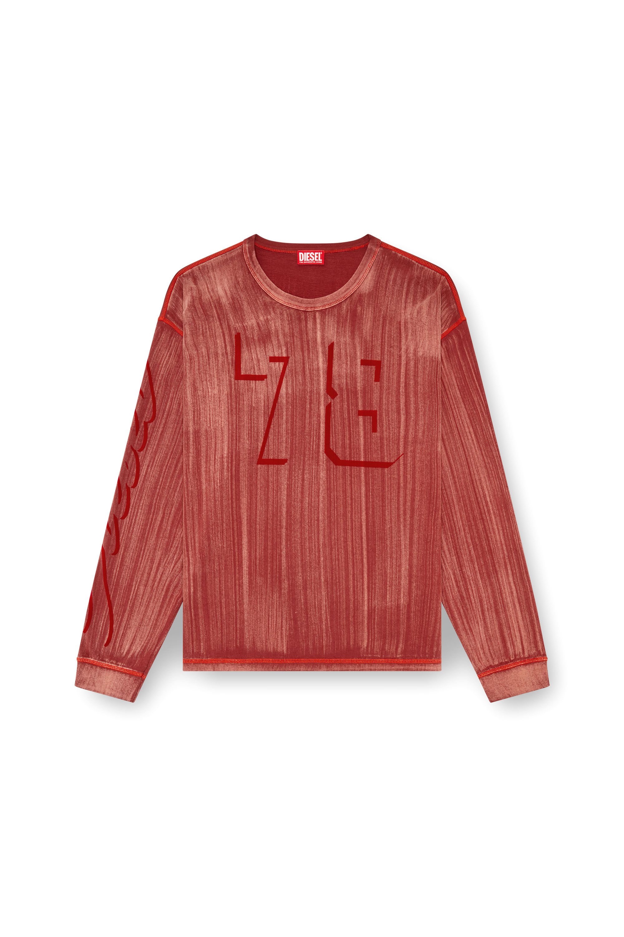 Diesel - T-BOXT-LS-Q2, Man Long-sleeve T-shirt with brushstroke fading in Red - Image 2