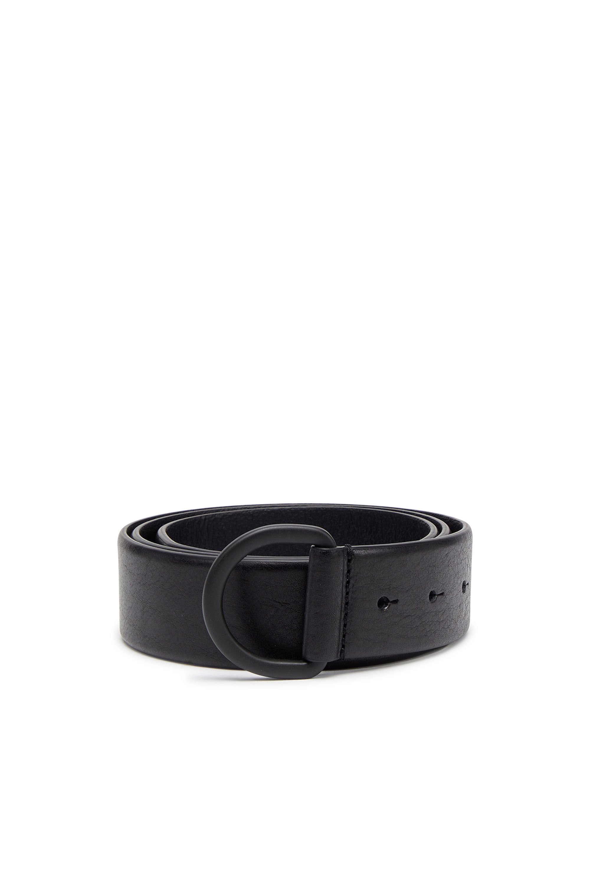 Diesel - B-D STUD 40, Man D-ring belt in leather in Black - Image 1