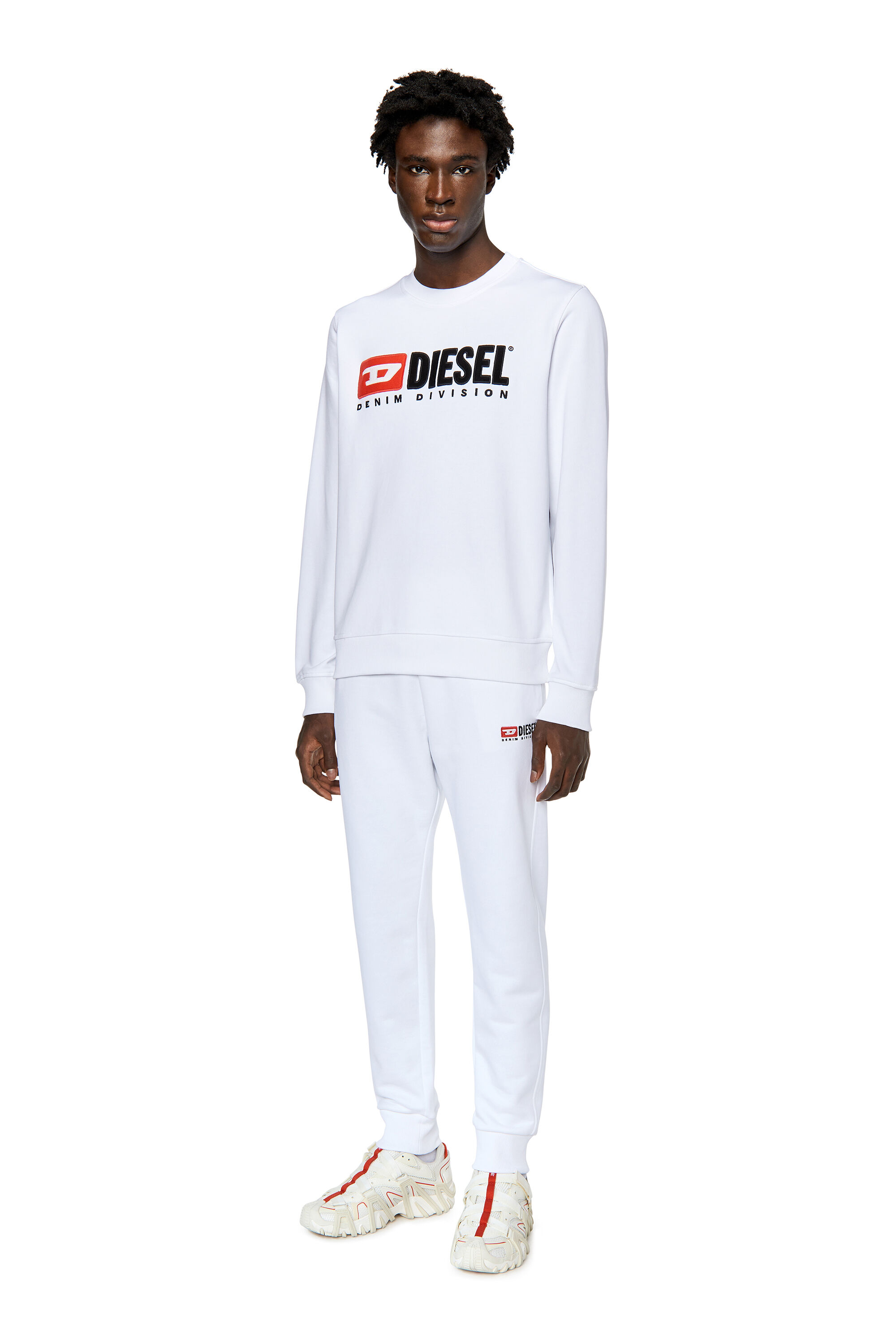 Diesel - S-GINN-DIV, Man Sweatshirt with logo appliqué in White - Image 1