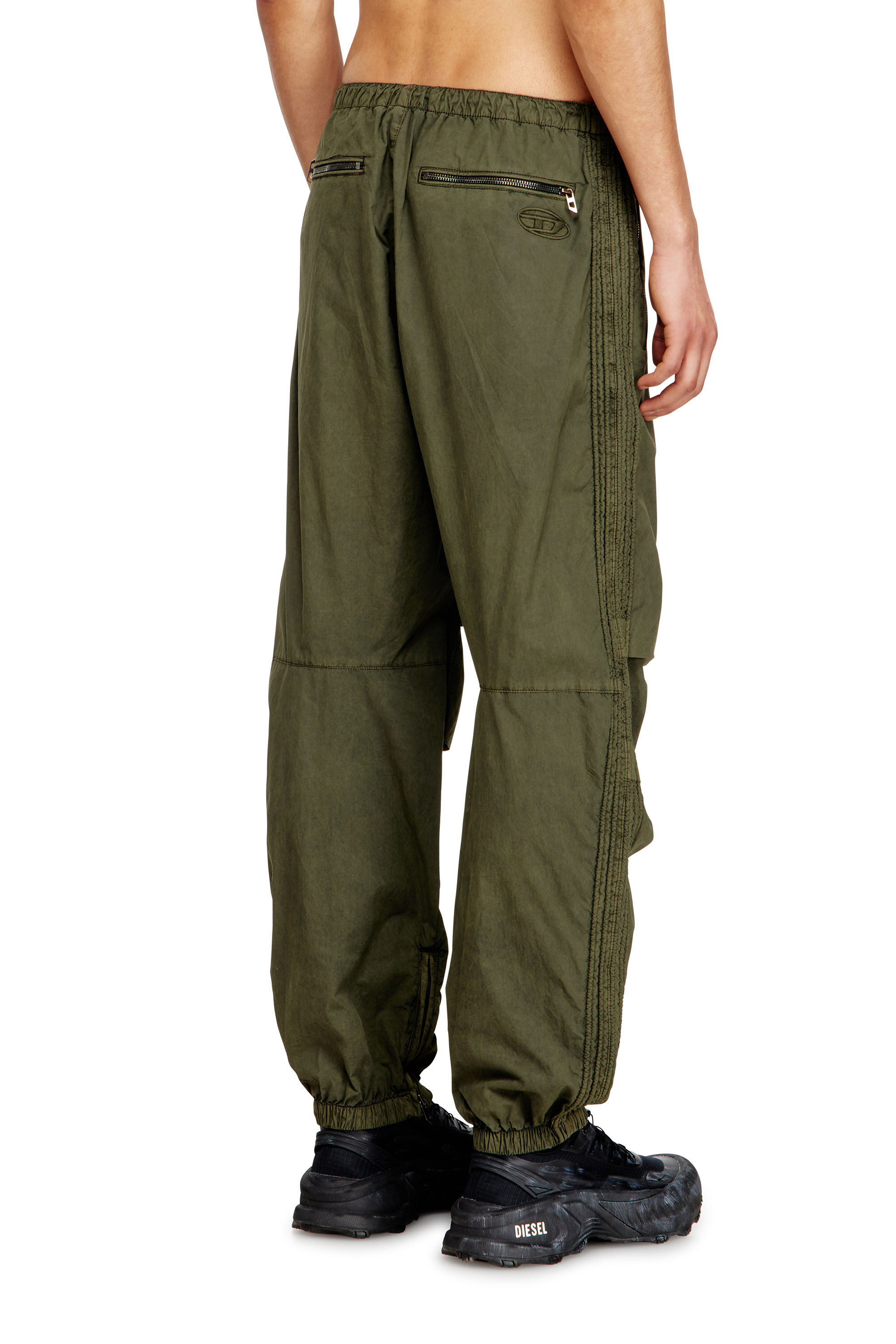 Diesel - P-STITCH, Man's Cotton cargo pants with side bands in Military Green - 4