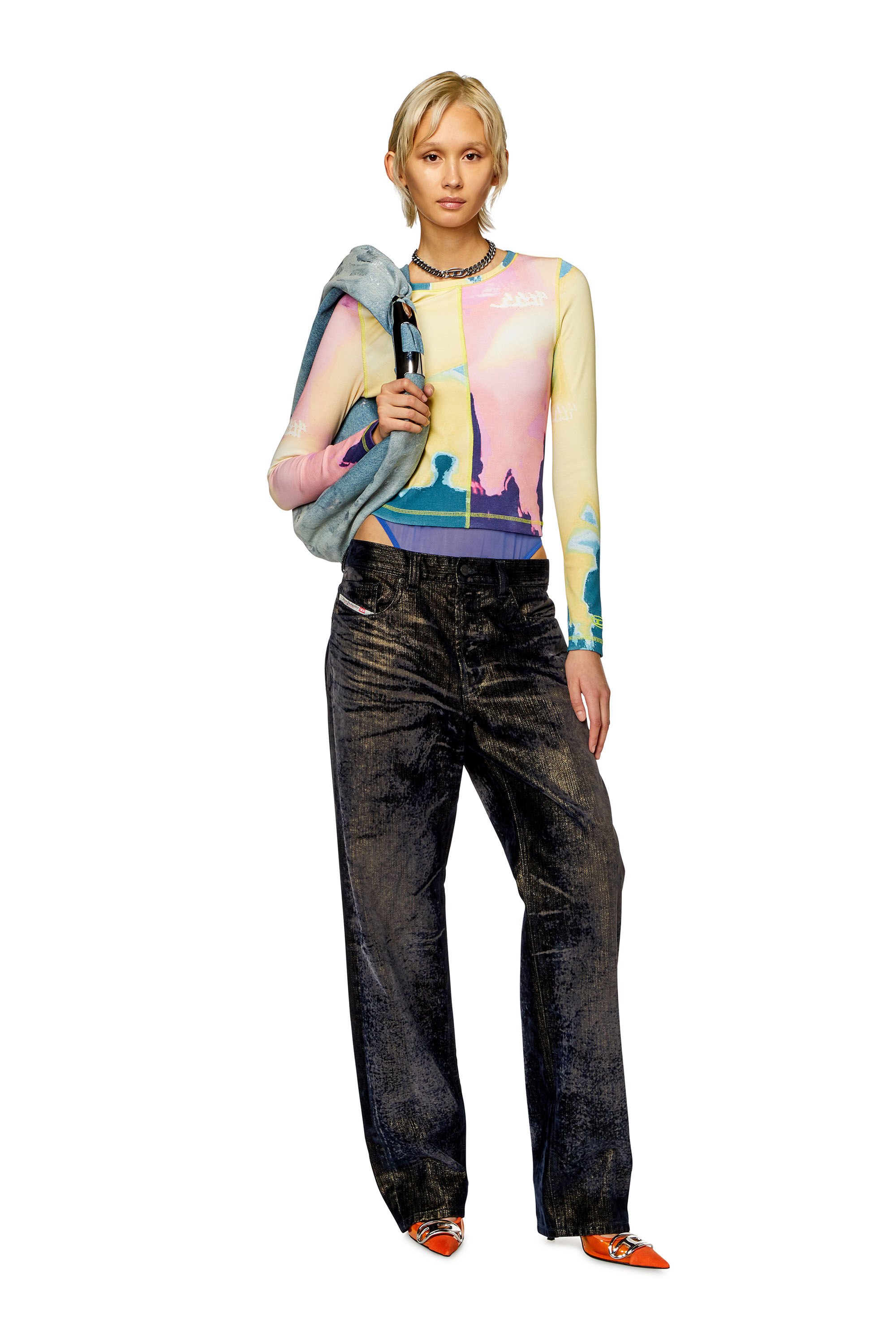Diesel - T-BANES, Woman Panelled top with multicoloured print in Multicolor - Image 1