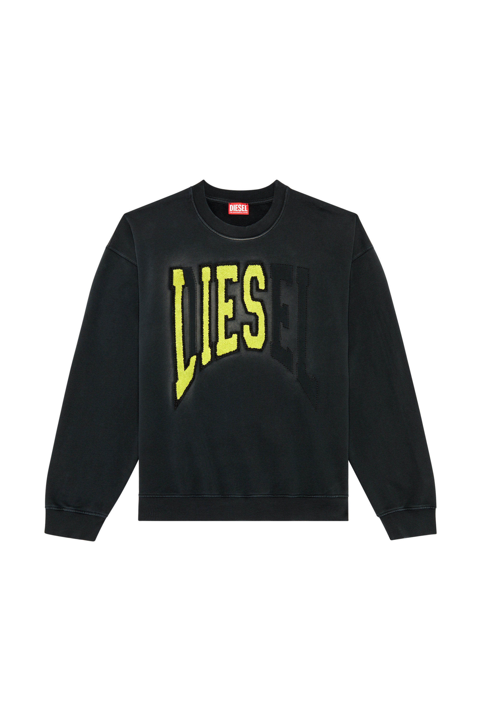 Diesel - S-BOXT-N6, Man College sweatshirt with LIES patches in Black - Image 2