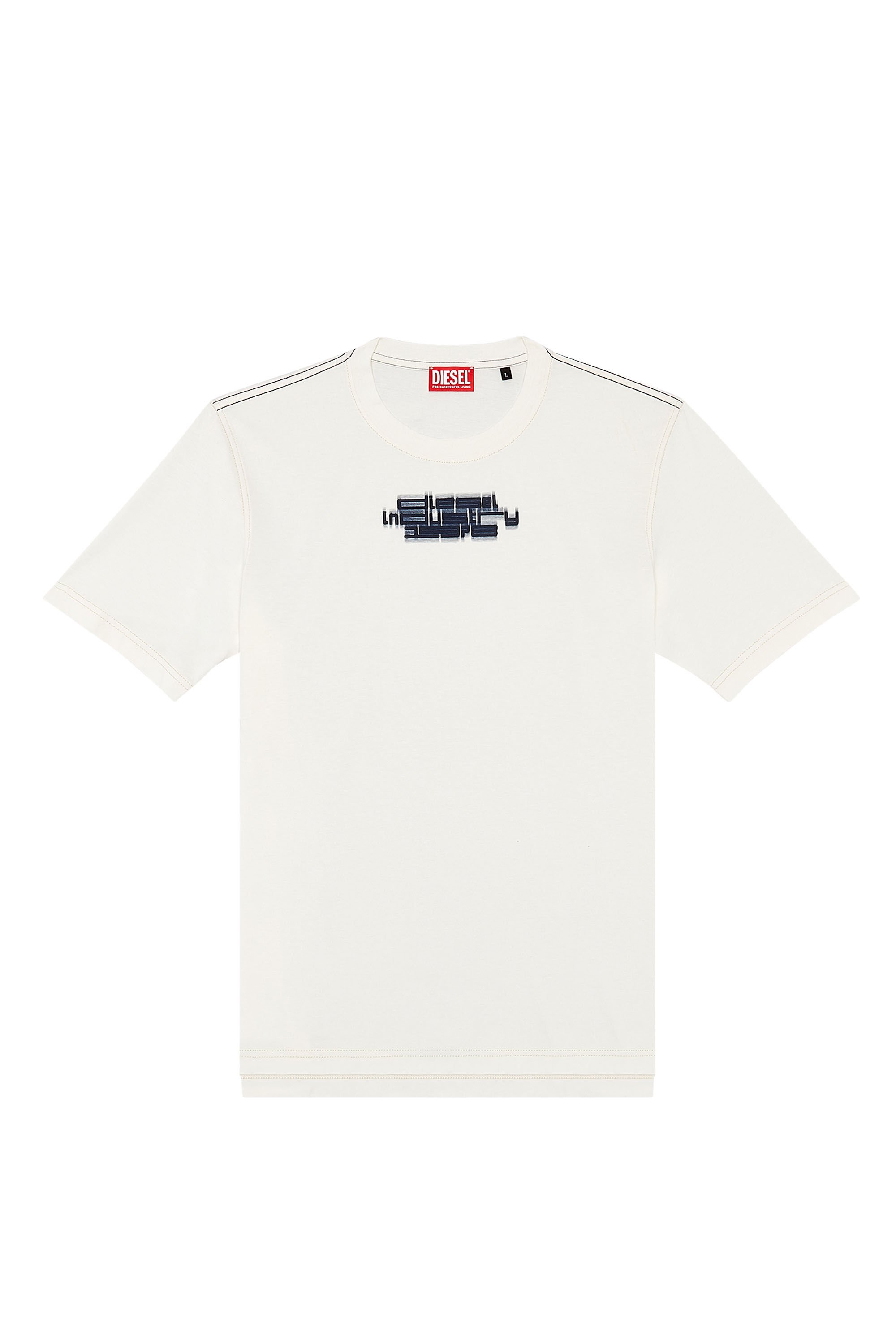 Diesel - T-JUST-SLITS-N6, Man T-shirt with blurry Diesel Industry print in White - Image 2