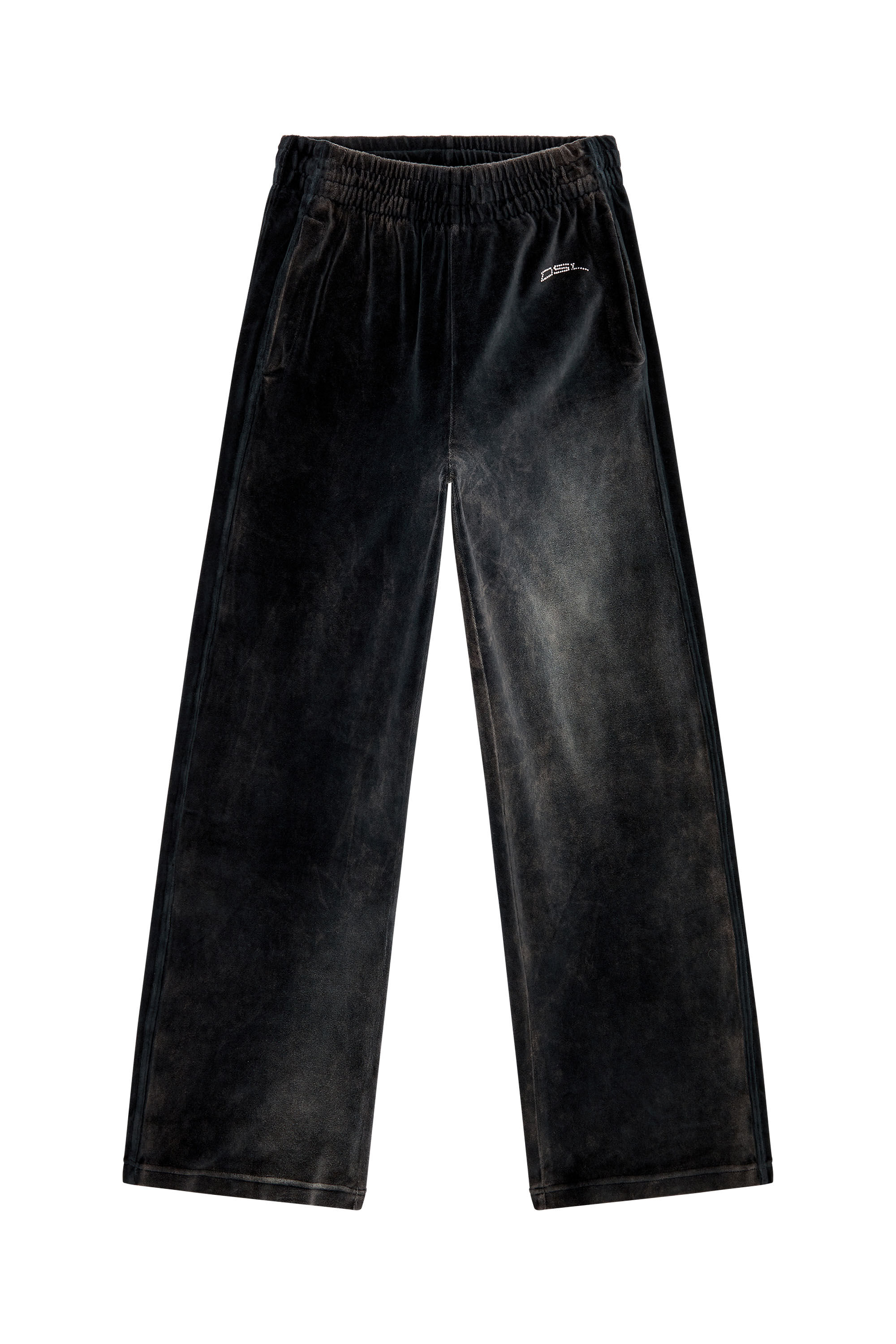 Diesel - P-MARTYN, Woman Acid-wash chenille wide-leg sweatpants in Black - Image 2