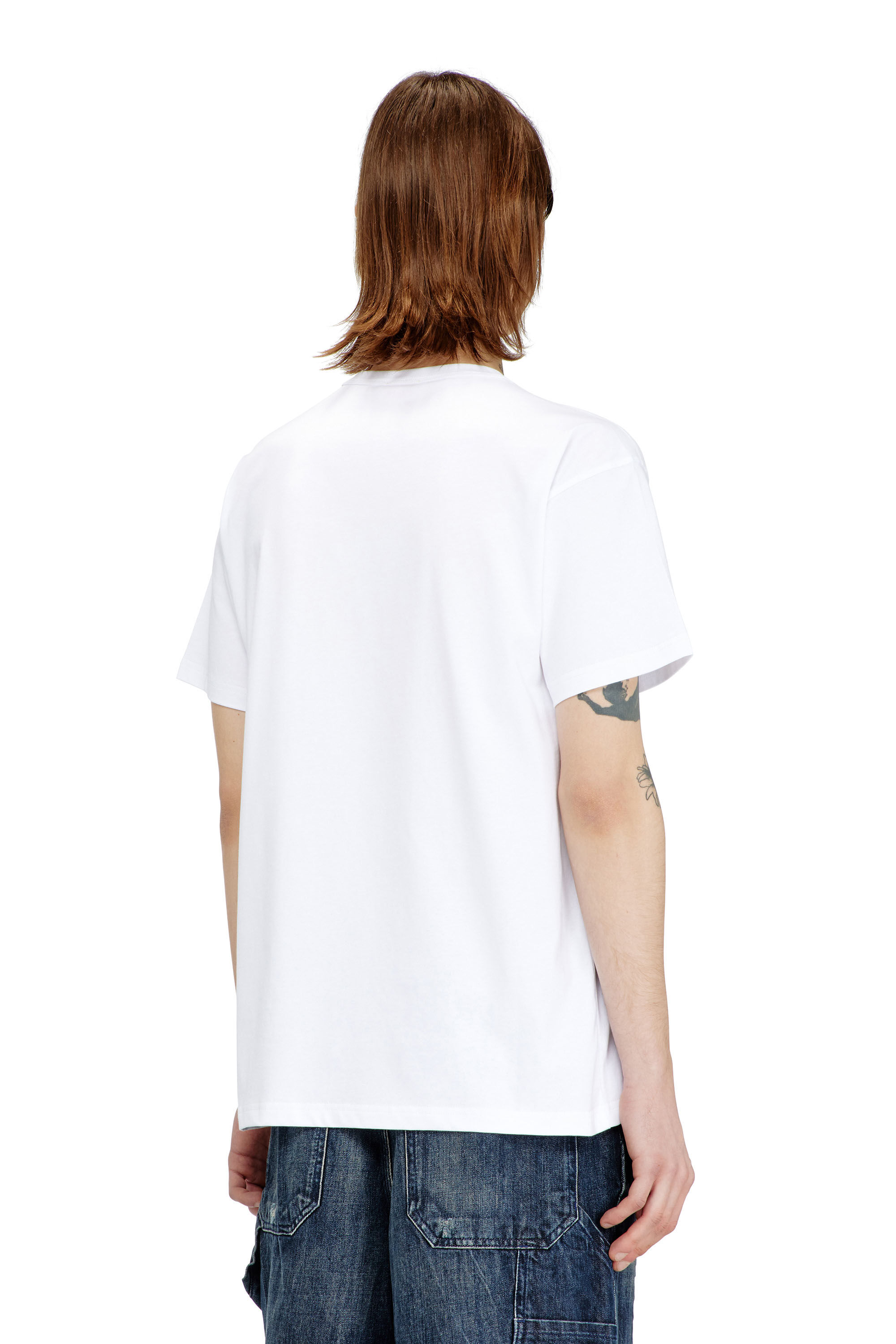 Diesel - T-NORM-V4, Man's T-shirt with pig and logo print in White - 3