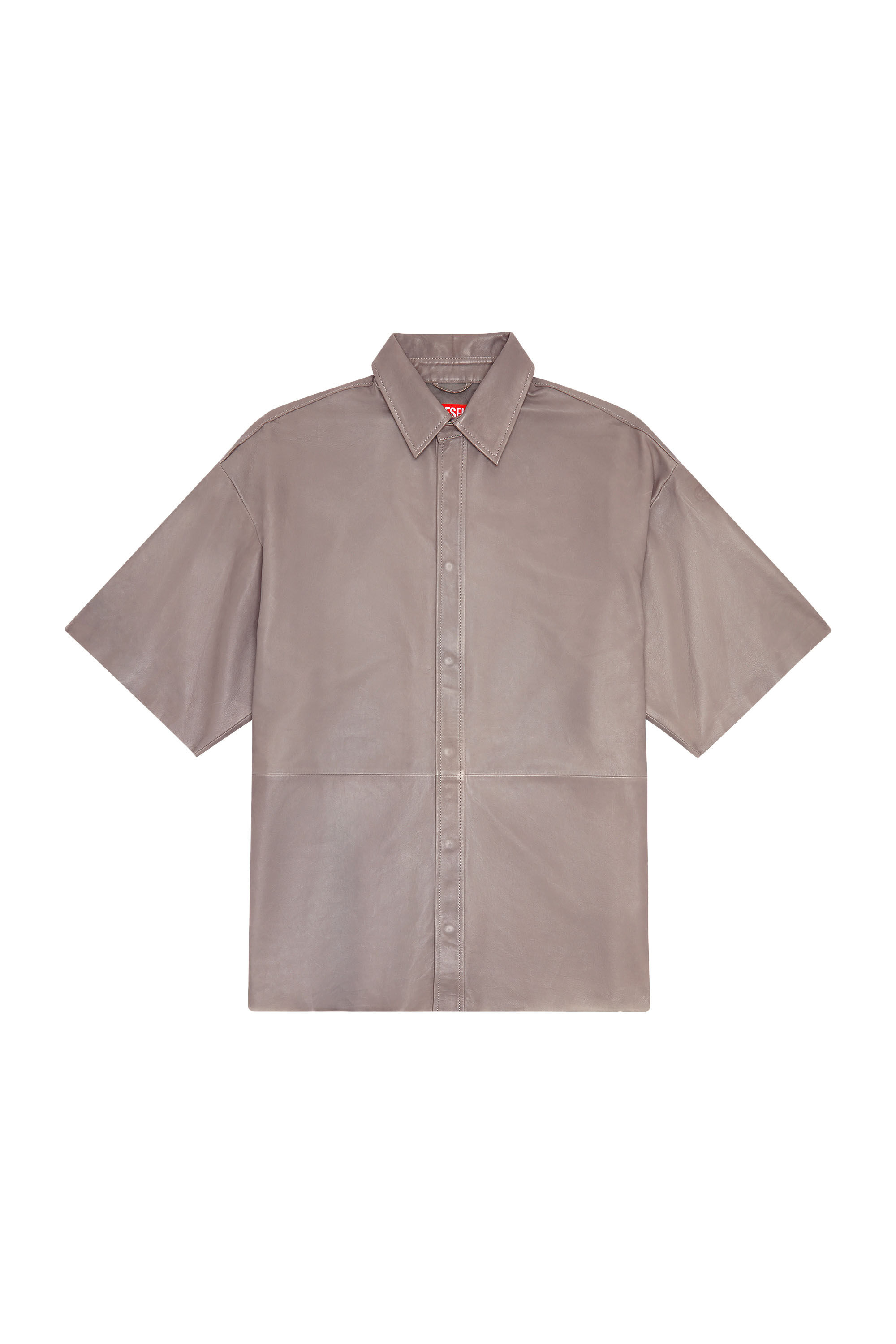 Diesel - S-EMIN-LTH, Man Oversized shirt in treated leather in Grey - Image 2