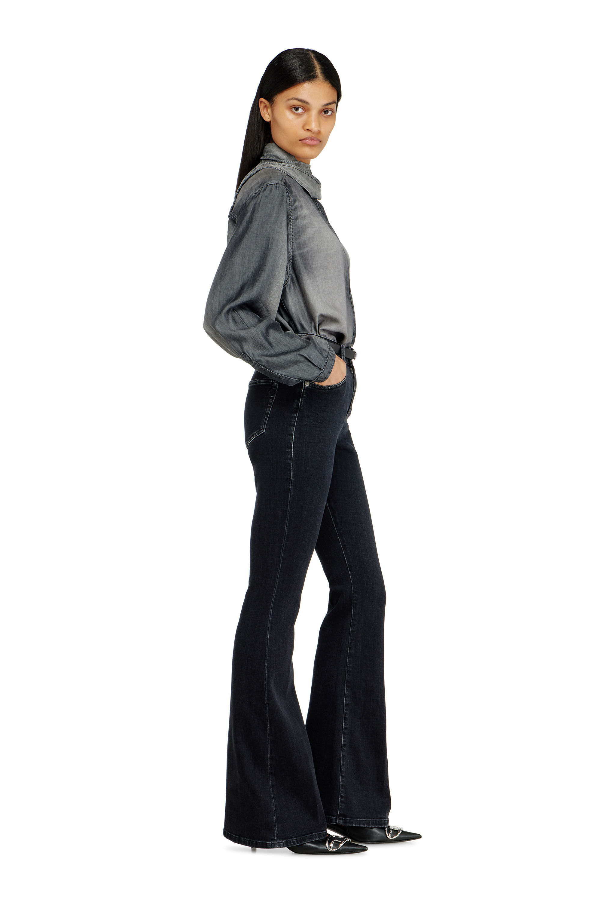 Diesel - Woman's Bootcut Jeans 1973 D-Partt 09P75, Black/Dark grey - 2
