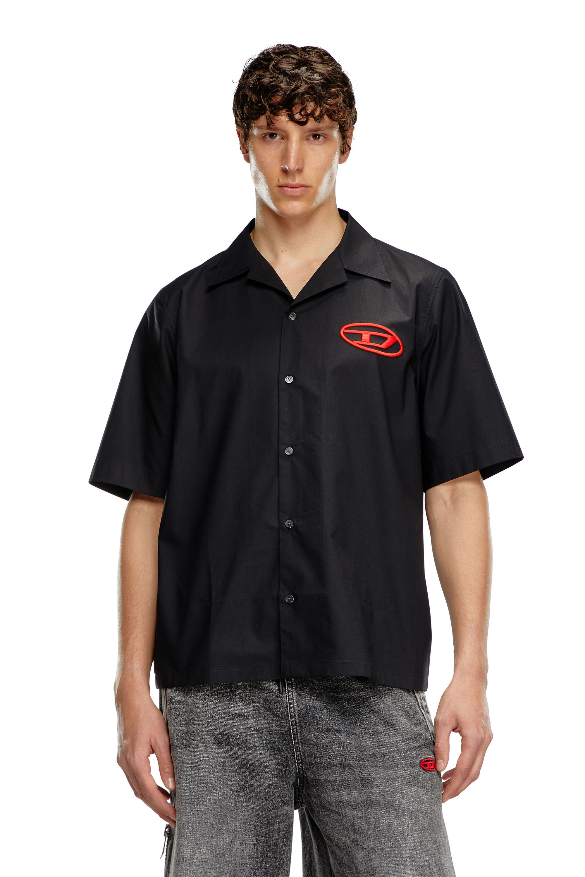 Diesel - S-MAC-C, Man Bowling shirt with logo embroidery in Black - Image 3