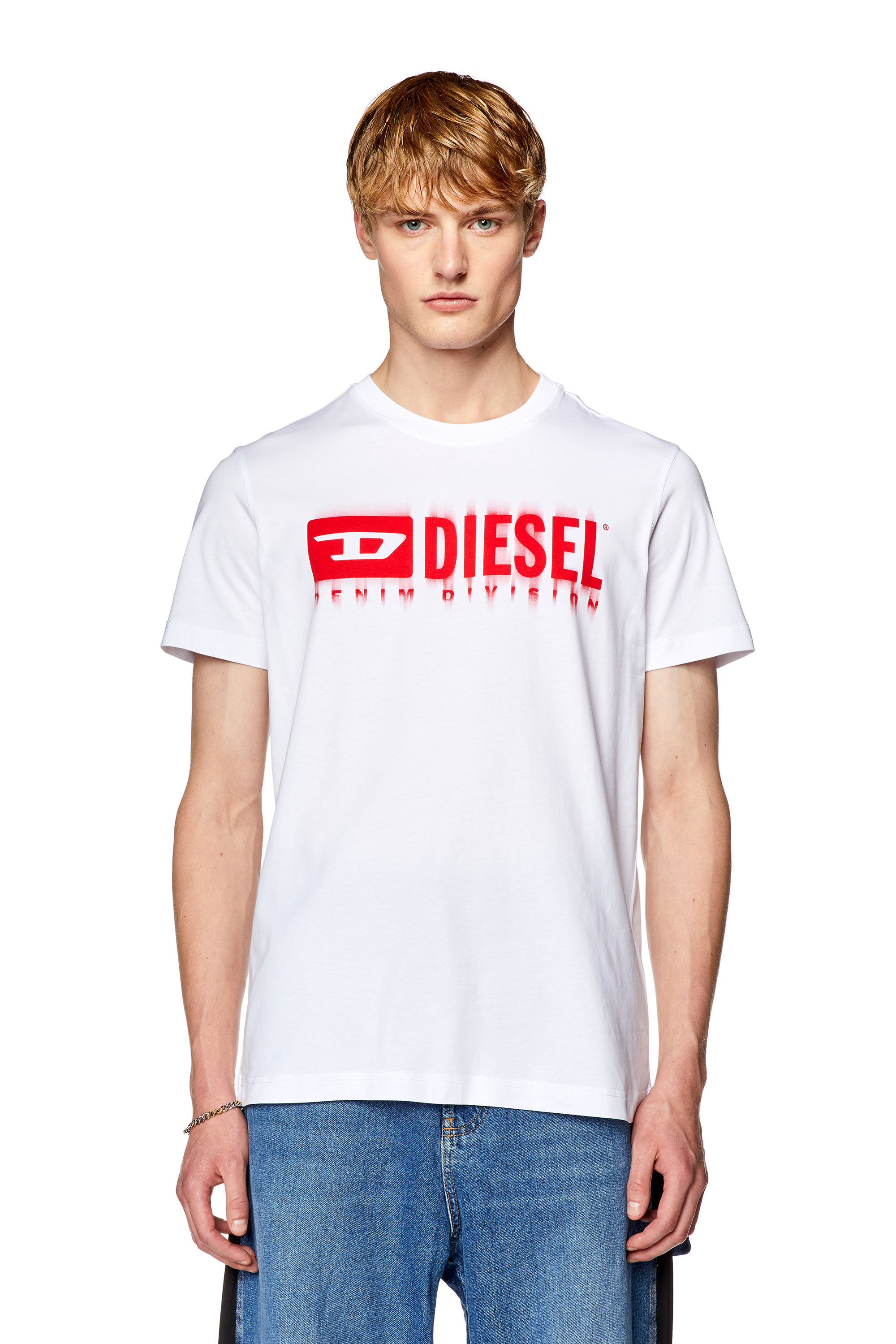 Diesel - T-DIEGOR-L6, Man T-shirt with smudged logo print in White - Image 5