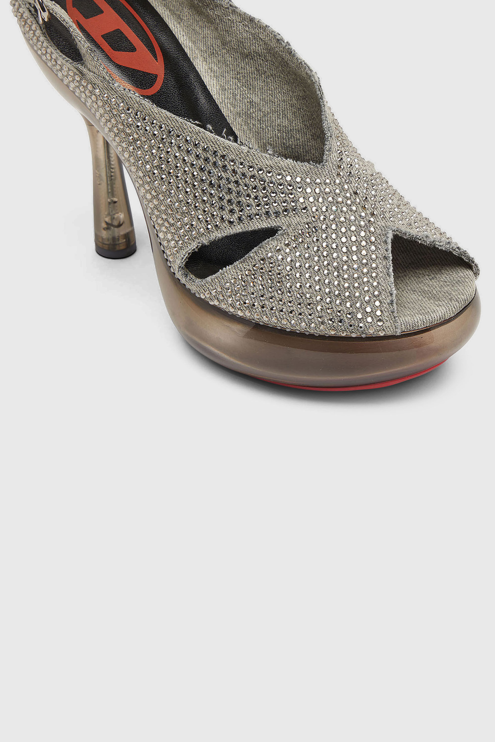 Diesel - D-LAKE PLATFORM SDL, Woman's D-Lake-Platform sandals in crystal denim and plexiglass in Grey - 6