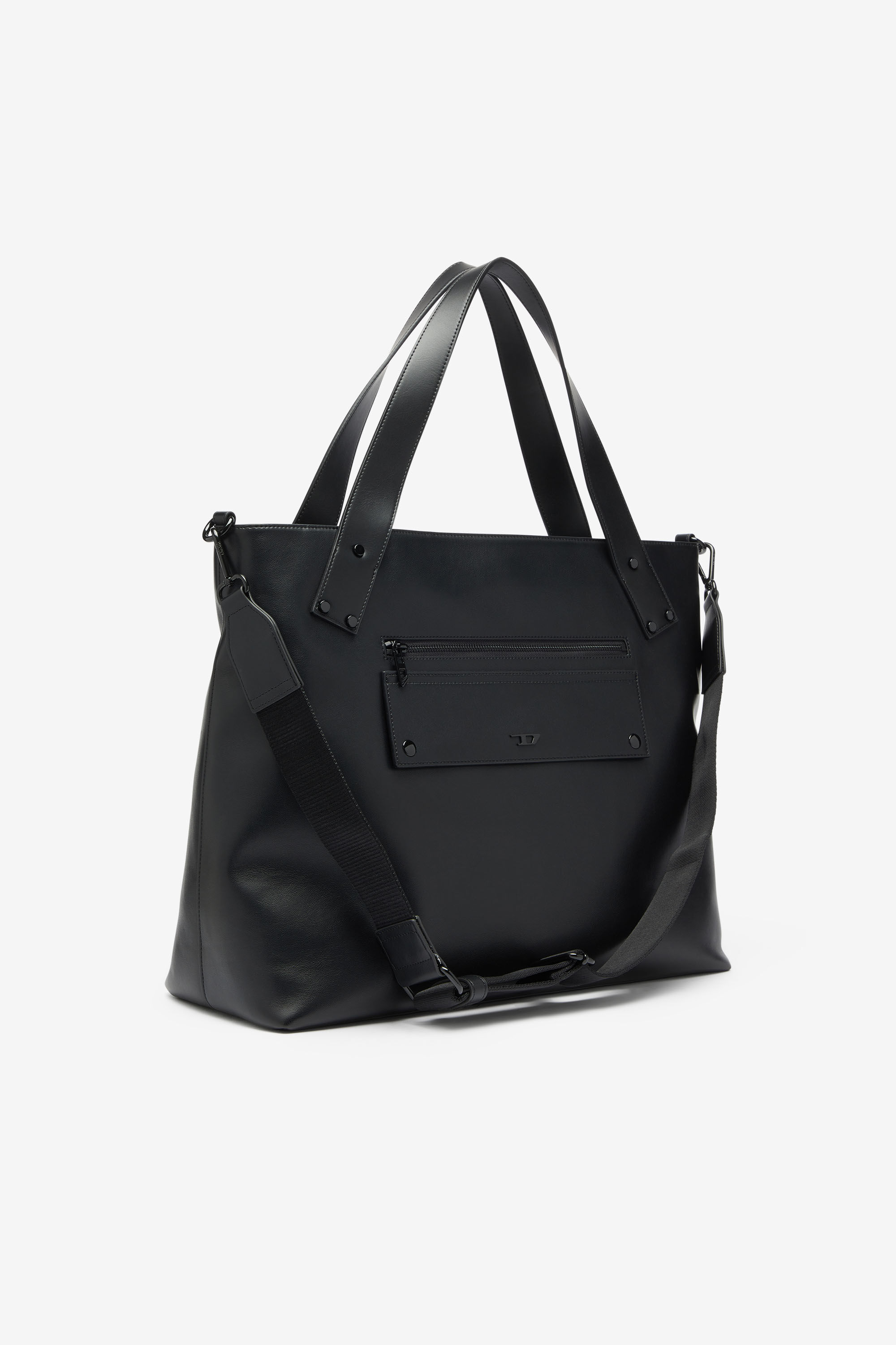 Diesel - RIVET-D TOTE E\W, Man's Rivet-D - Shopping Bag with zip and flap pocket in Black - 5