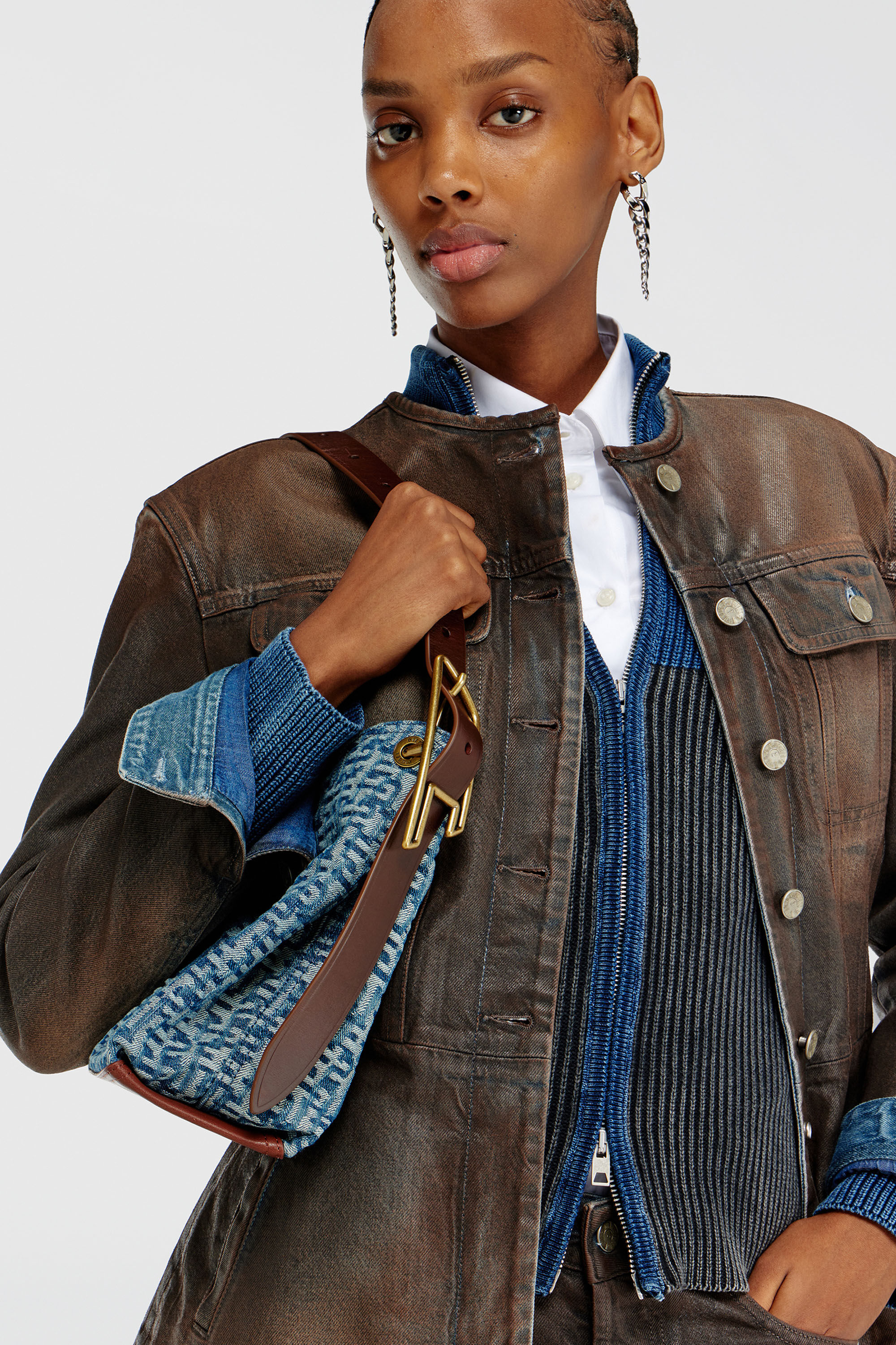 Diesel - D-LINE HOBO S, Woman's D-Line-Shoulder bag in monogram denim in Blue - 1